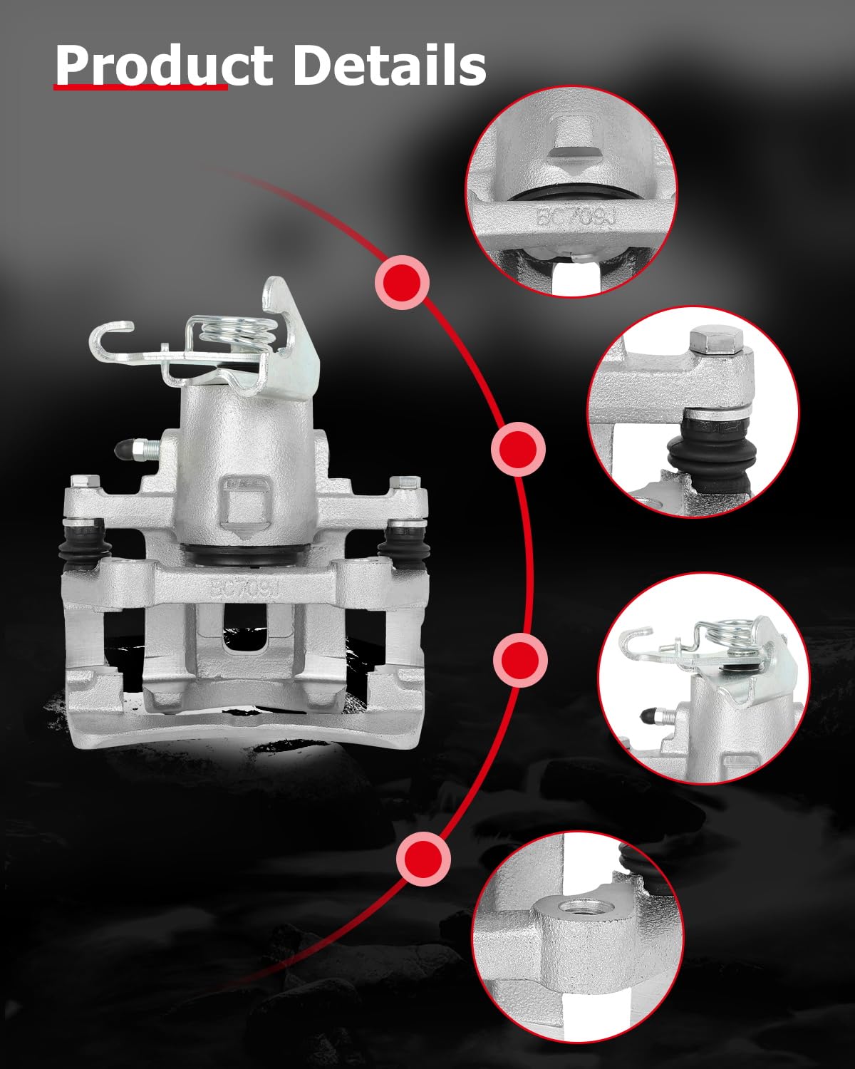 cciyu 18B4926 18B4927 Rear Left & Right Brake Calipers With Bracket For Ford For Mustang 2005-2014