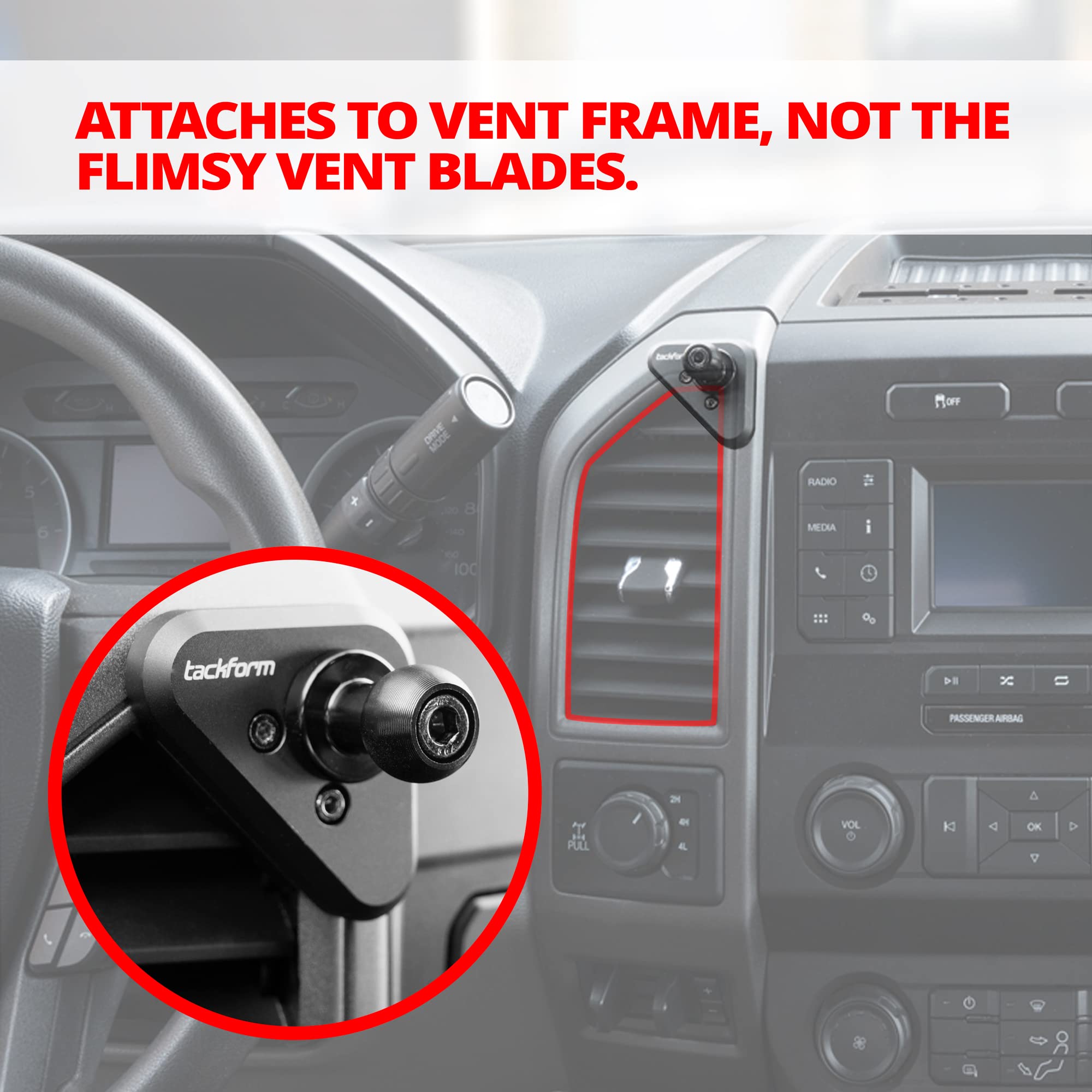 Tackform Vent Mount Compatible With Ford F-150 2015-2020, Expedition 2018-2021, Super Duty 2017-2021 - Magnetic Phone Holder