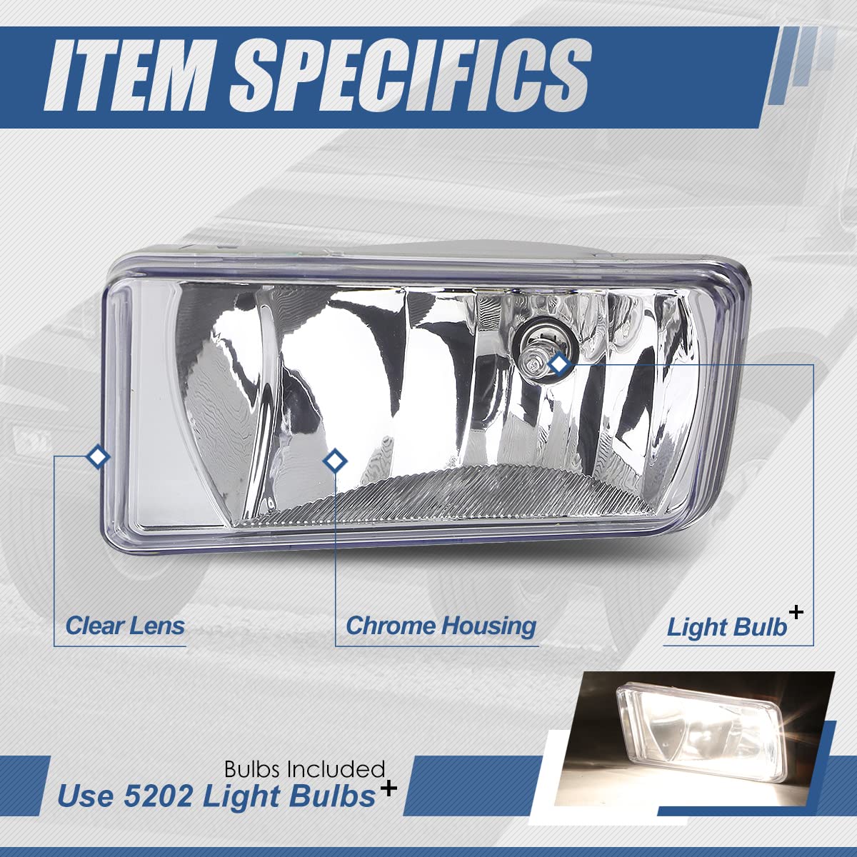 Auto Dynasty Bumper Driving Fog Lights, Passenger and Driver Side, Compatible with Silverado Sierra Escalade Avalanche Suburban