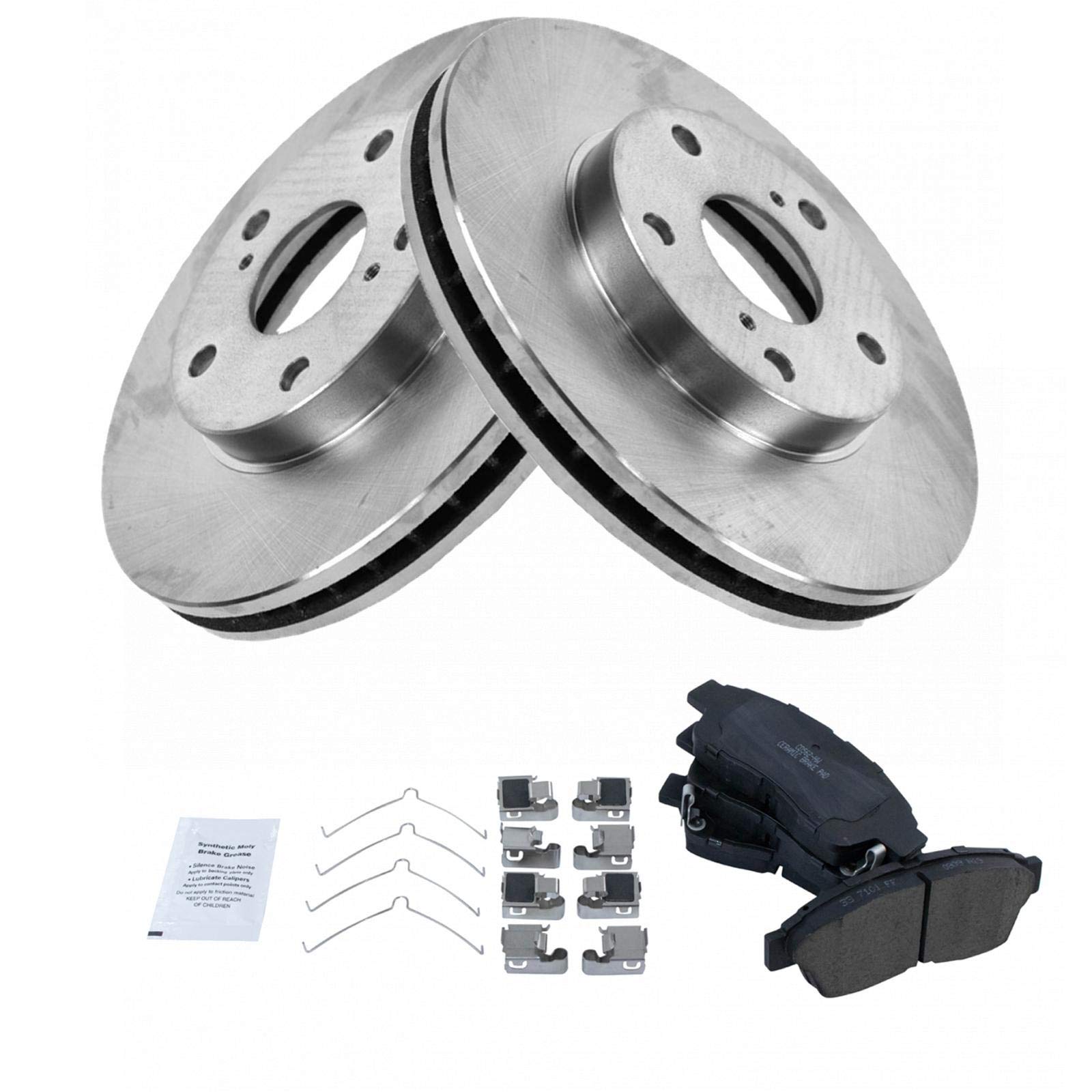Trq Front Ceramic Brake Pad & Rotor Kit Compatible With 1992-1998 Toyota Camry L4 2.2L 1999-2001 Camry L4 2.2L With 14 Inch Whee