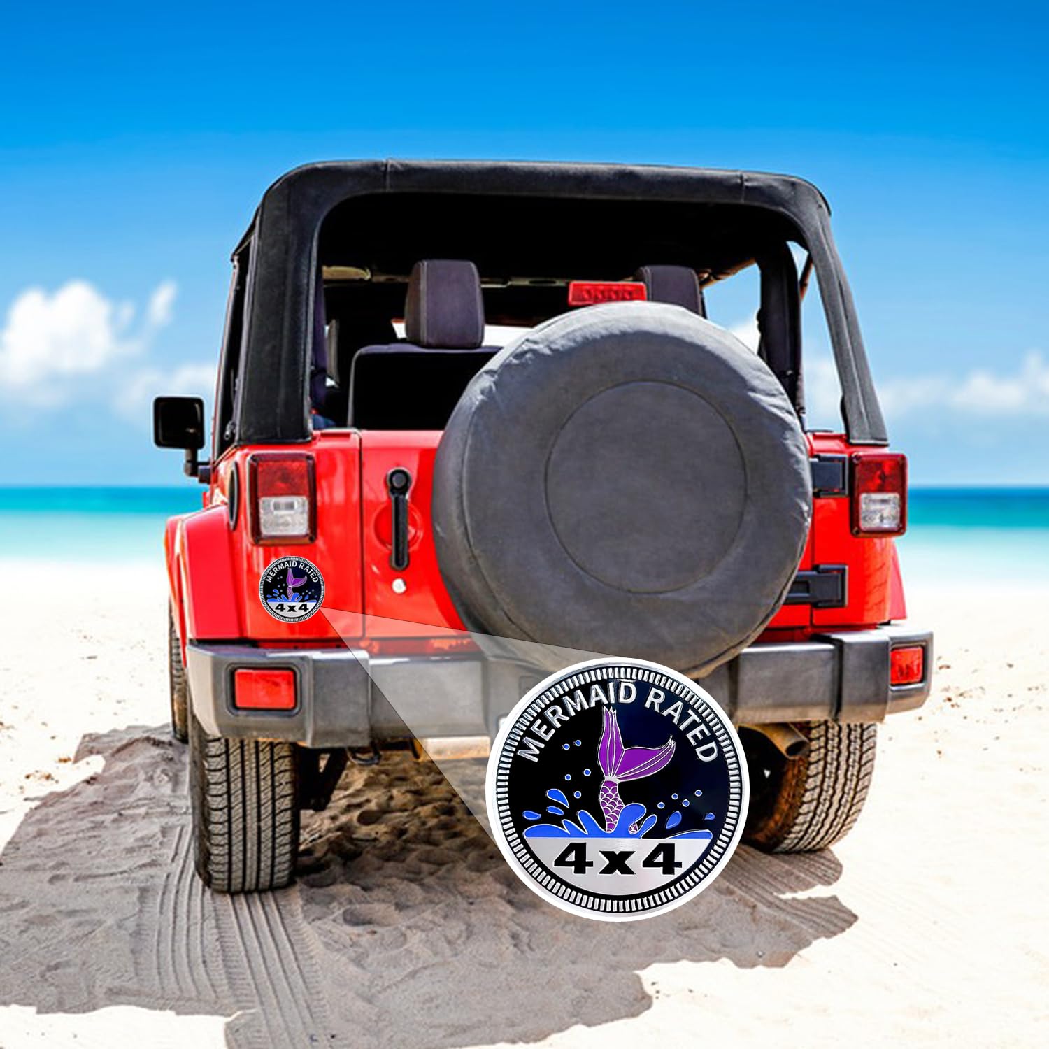 2 Pcs Mermaid Badge Rated Car Emblem, 4 X 4 Metal Automotive Badge, 3D Round Metal Car Badges Emblems, Car Badge Decals Stickers