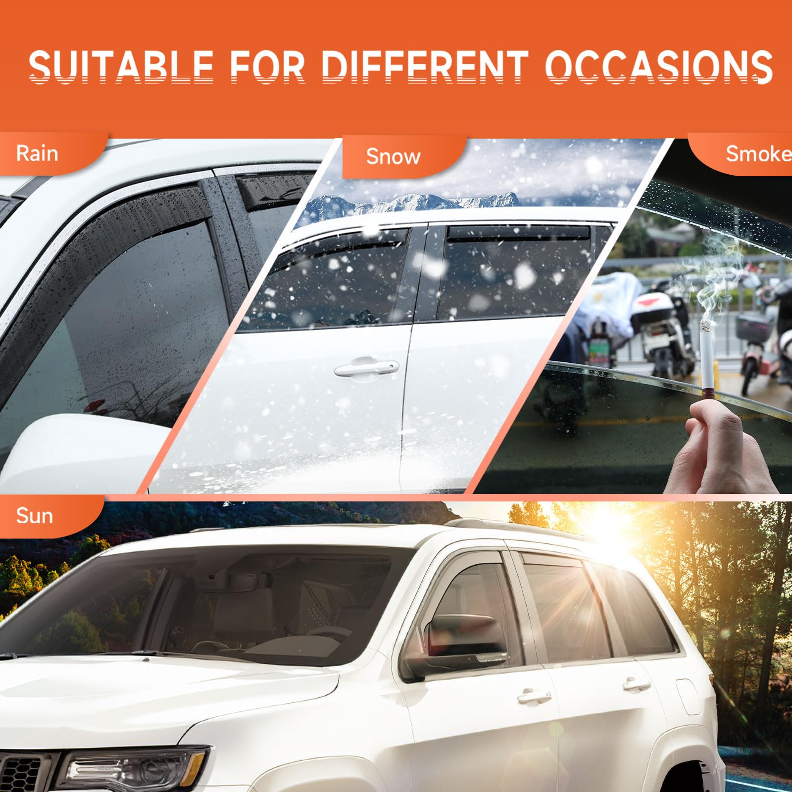 Aclong In-Channel Rain Guards Black Vent Window Visors Compatible With Jeep Grand Cherokee 2011 2012 2013 2014 2015 2016 2017 20