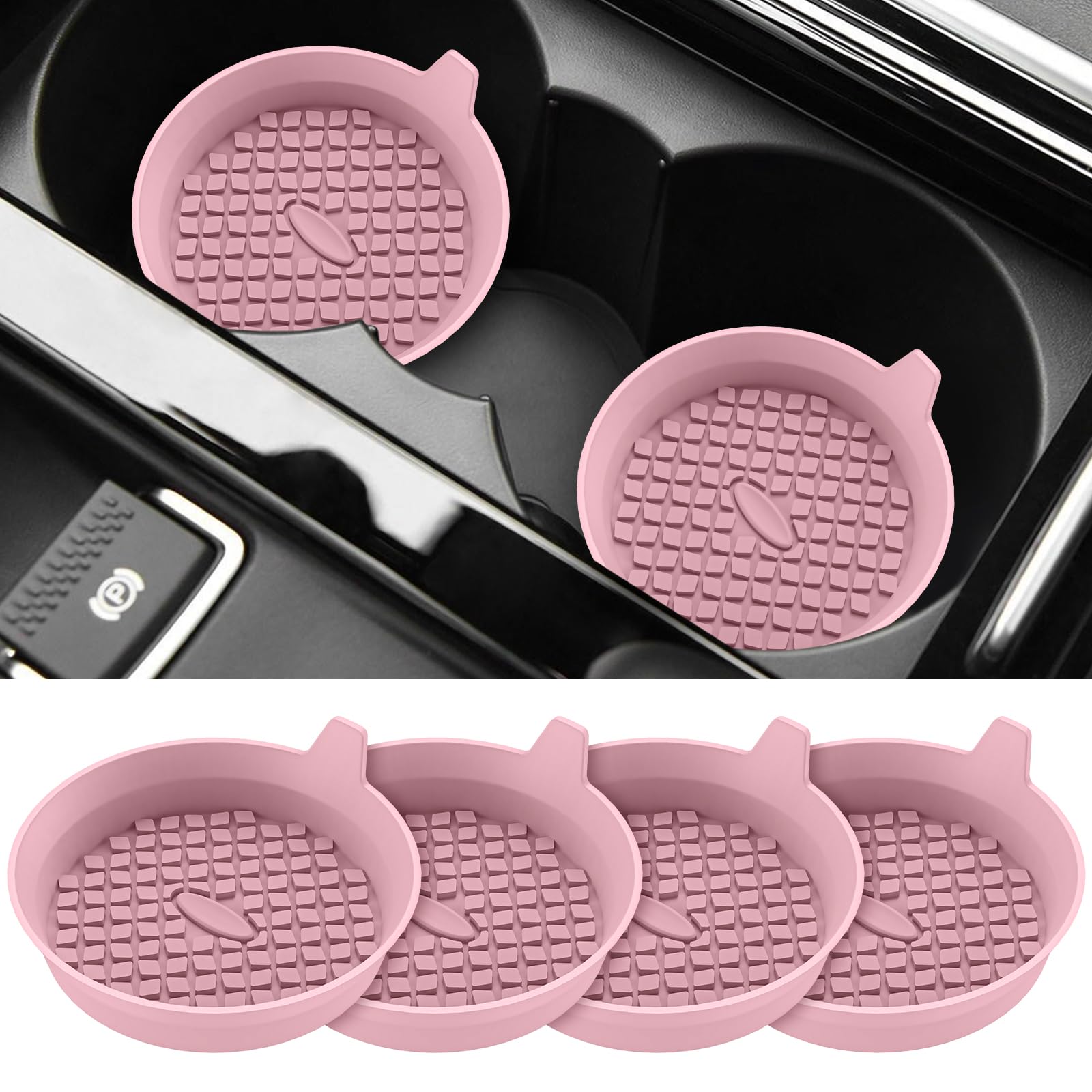 Me.Fan Car Cup Holder Coasters [4 Pack] Silicone Cups Mats, Automotive Universal Non-Slip Recessed Interior Accessories Dusty Ro