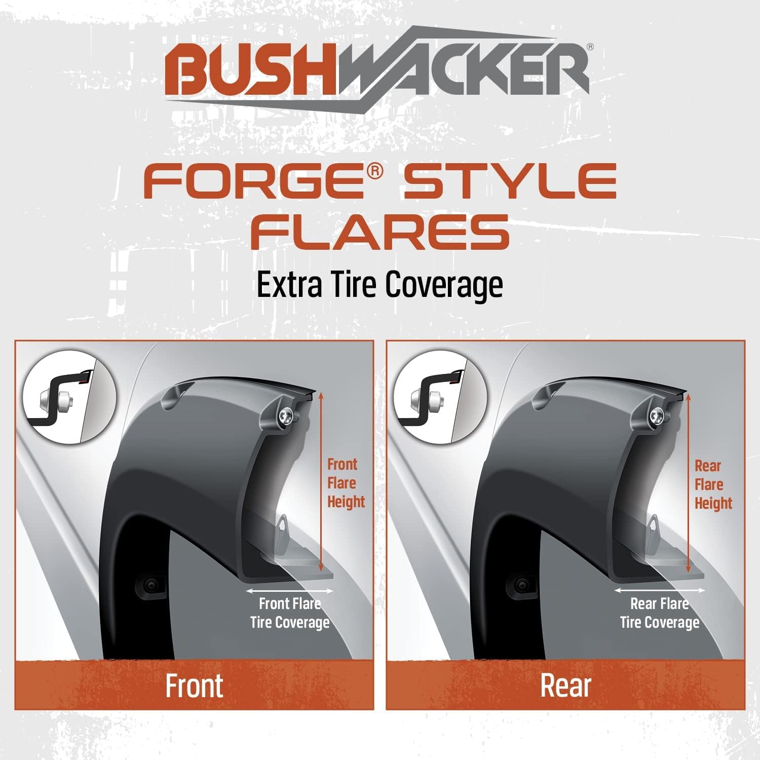 Bushwacker Forge Pocket/Rivet Style Front & Rear Fender Flares | 4-Piece Set, Black, Textured Finish | 28314-08 | Fits 2011-2016