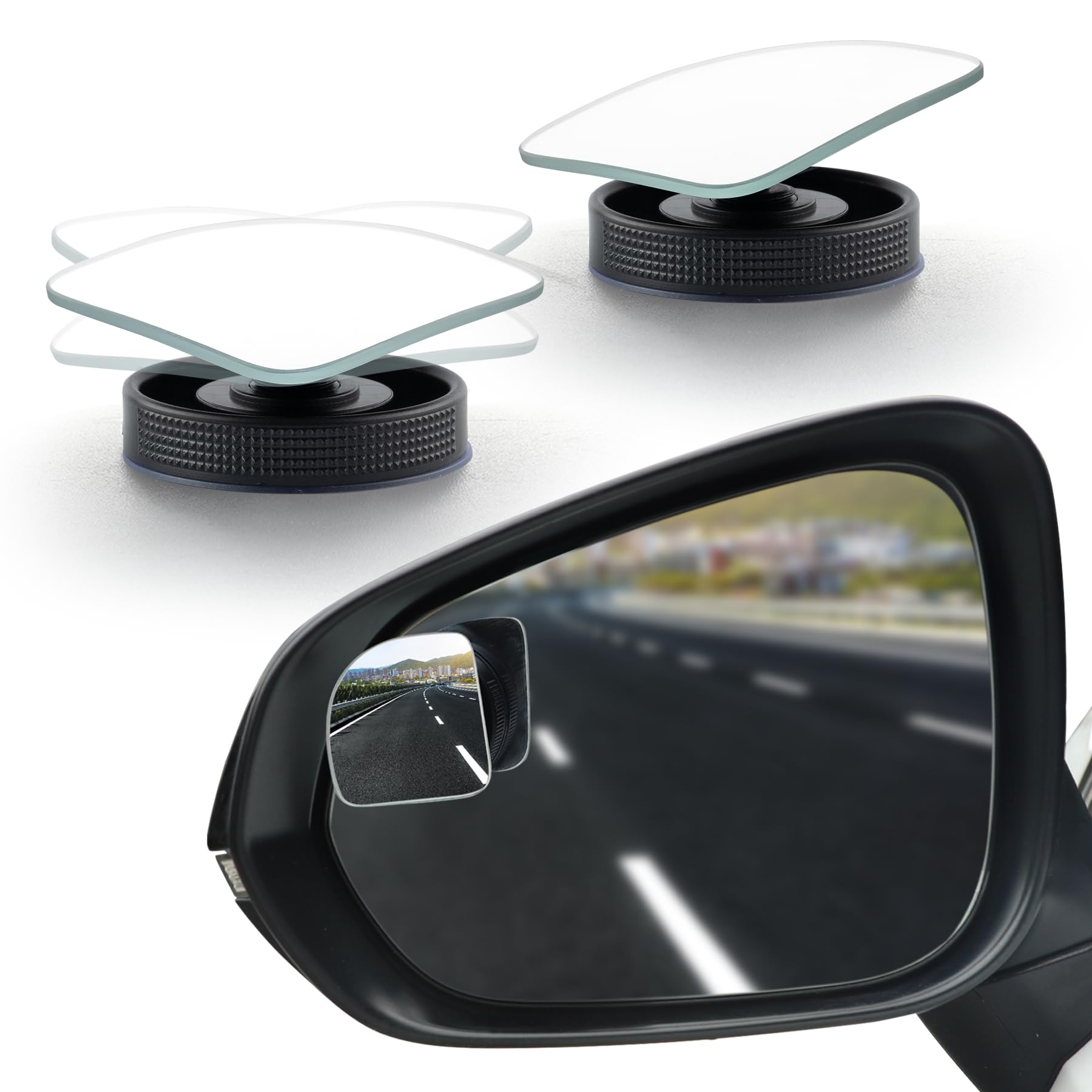 Livtee Blind Spot Car Mirror, Fan Hd Glass Frameless Convex Side Mirror Blindspot, Reusable 360 Wide Angle Rear View Car Mirrors