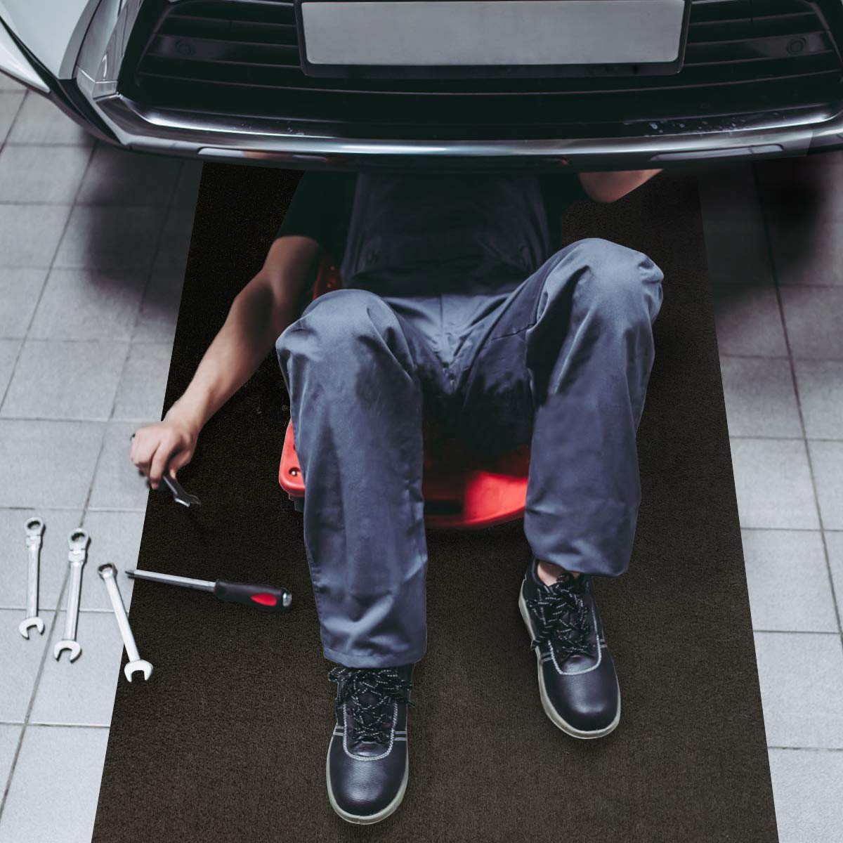 LINLA 61 x 39 in-Absorbent Oil Mat Contains Liquid Garage Floor Mat, Motorcycle Mat for Garage,Reusable, Washable, Protects Gara