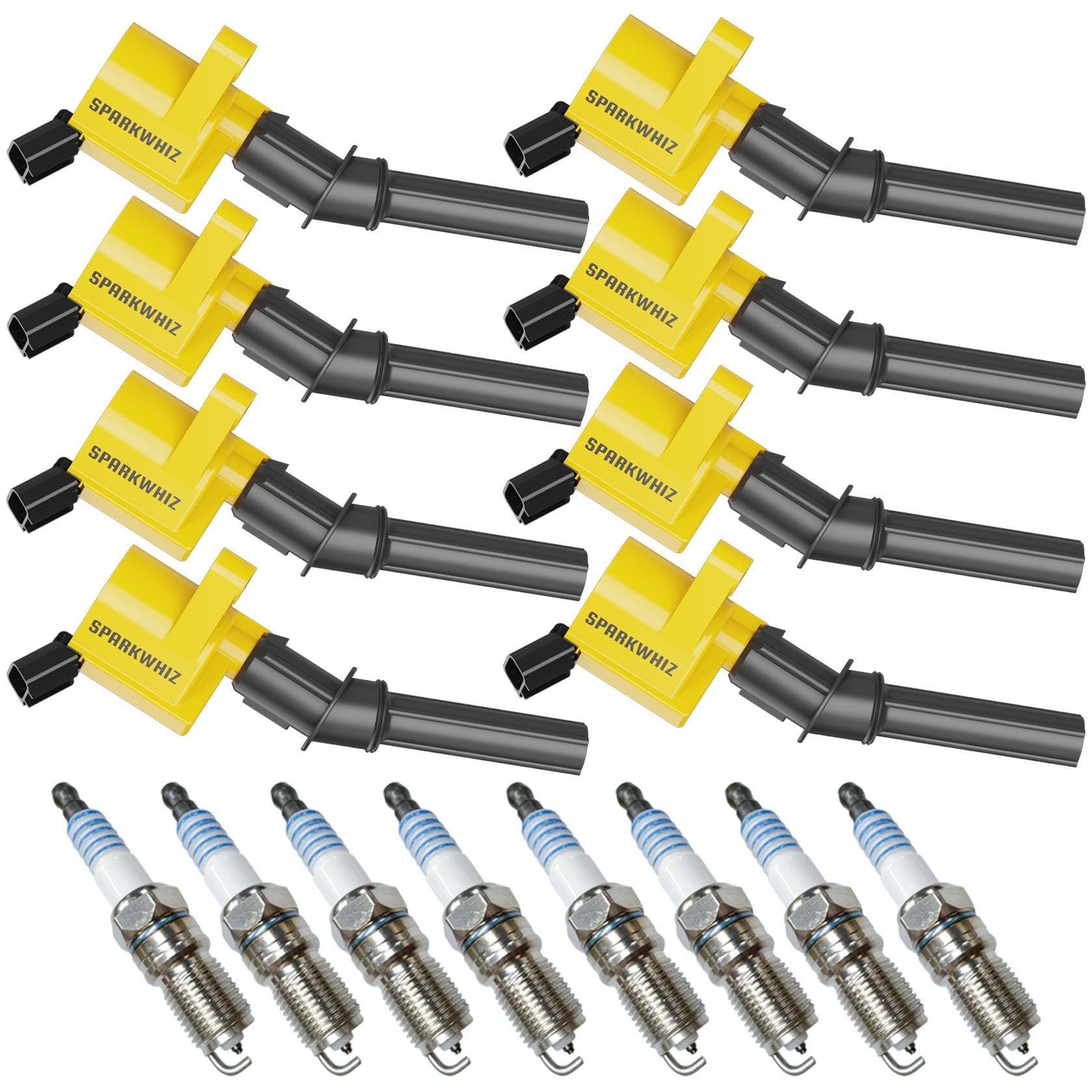 8Pcs DG508 Ignition Coils & Spark Plug SP479, 18.9% High Performance, Compatible with Ford F150 F250 F550 E150 E250 E550 4.6L 5.