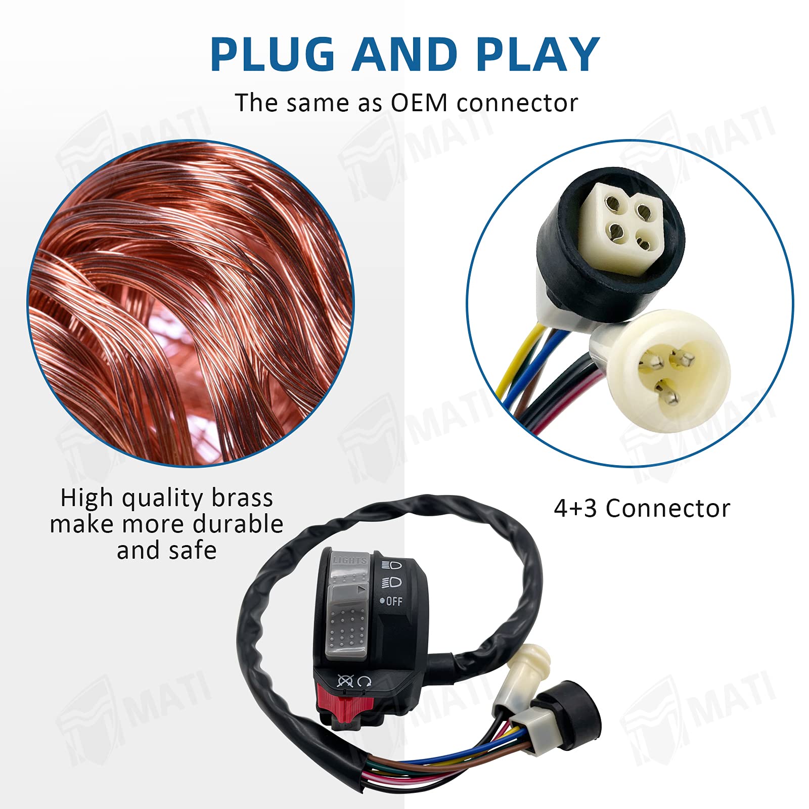 M Mati Left Handlebar Control Engine Start Run Off Headlight Switch For Yamaha Big Bear 350 Warrior 350 Moto-4 225/250/350 Pro-4 Terra Pro Yfm225/250/350 Yfp350 Yfu59V-83973-09-00