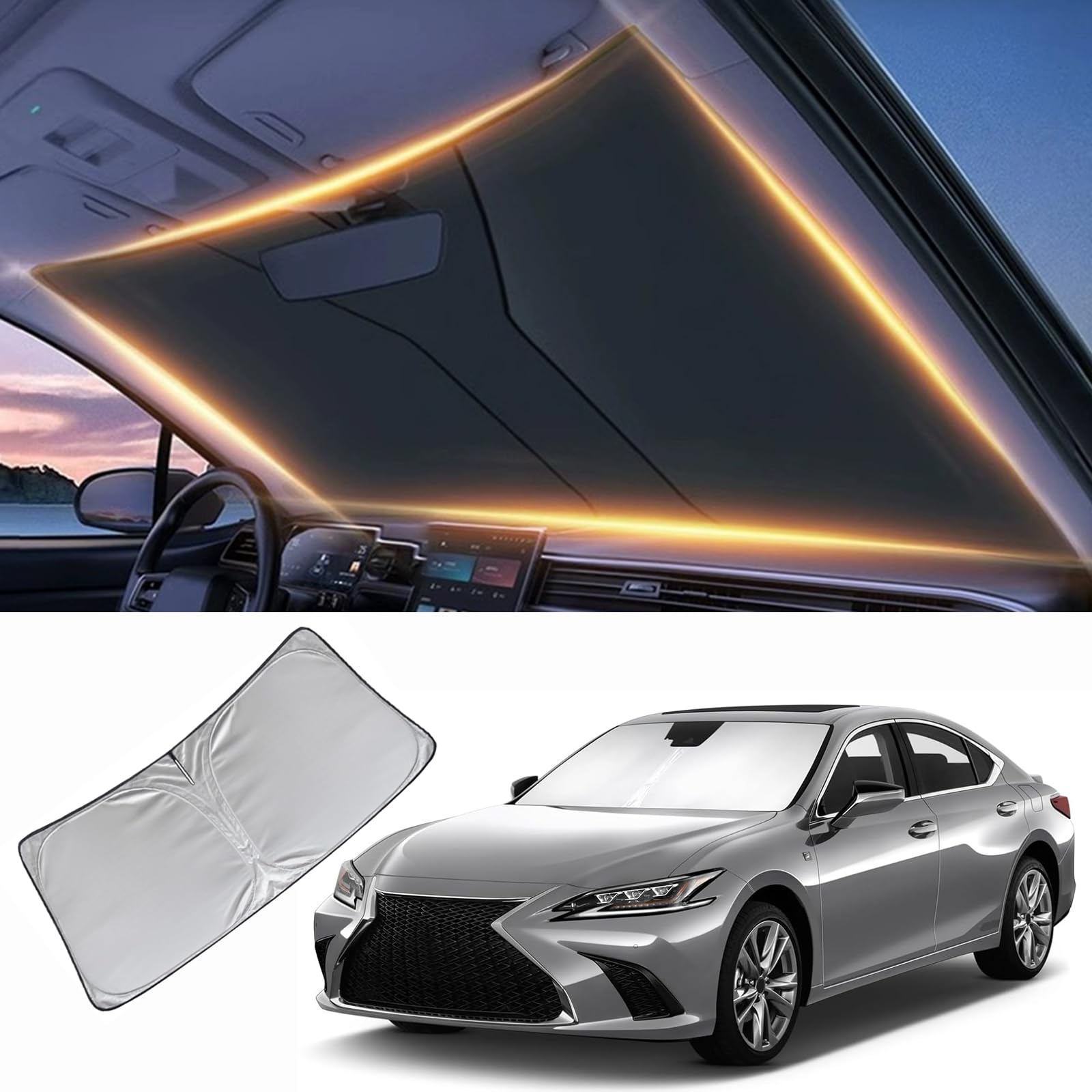 Windshield Sun Shade for Lexus ES Front Window Shades Cover for 2013-2024 ES Windshield Sun Visor Protector Car Accessories