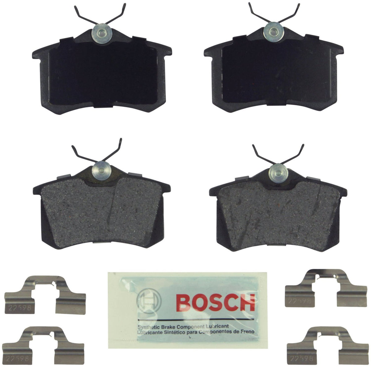BOSCH BE340H Blue Semi-Metallic Disc Brake Pad Set With Hardware - Compatible With Select Audi A3, A4, A6, A8, S4, S6, S8, TT; V