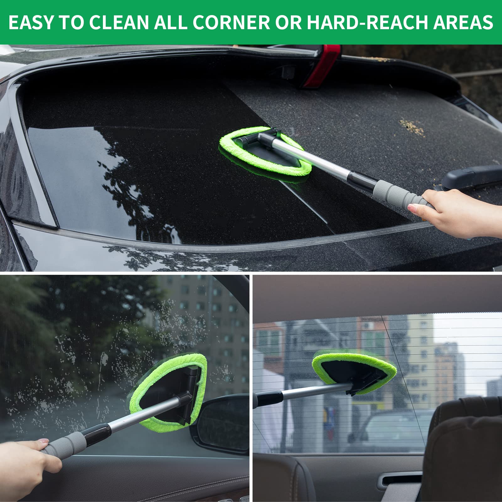 X Xindell Windshield Cleaner -Microfiber Car Window Cleaning Tool With Extendable Handle And Washable Reusable Cloth Pad Head Au
