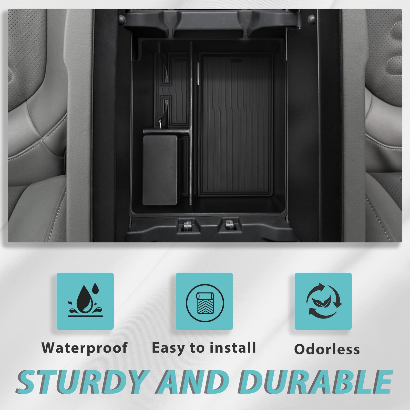 Bestevmod Center Console Organizer Tray Compatible With 2022-2025 Rivian R1T/R1S Removable Coin Holder Armrest Storage Box Abs M