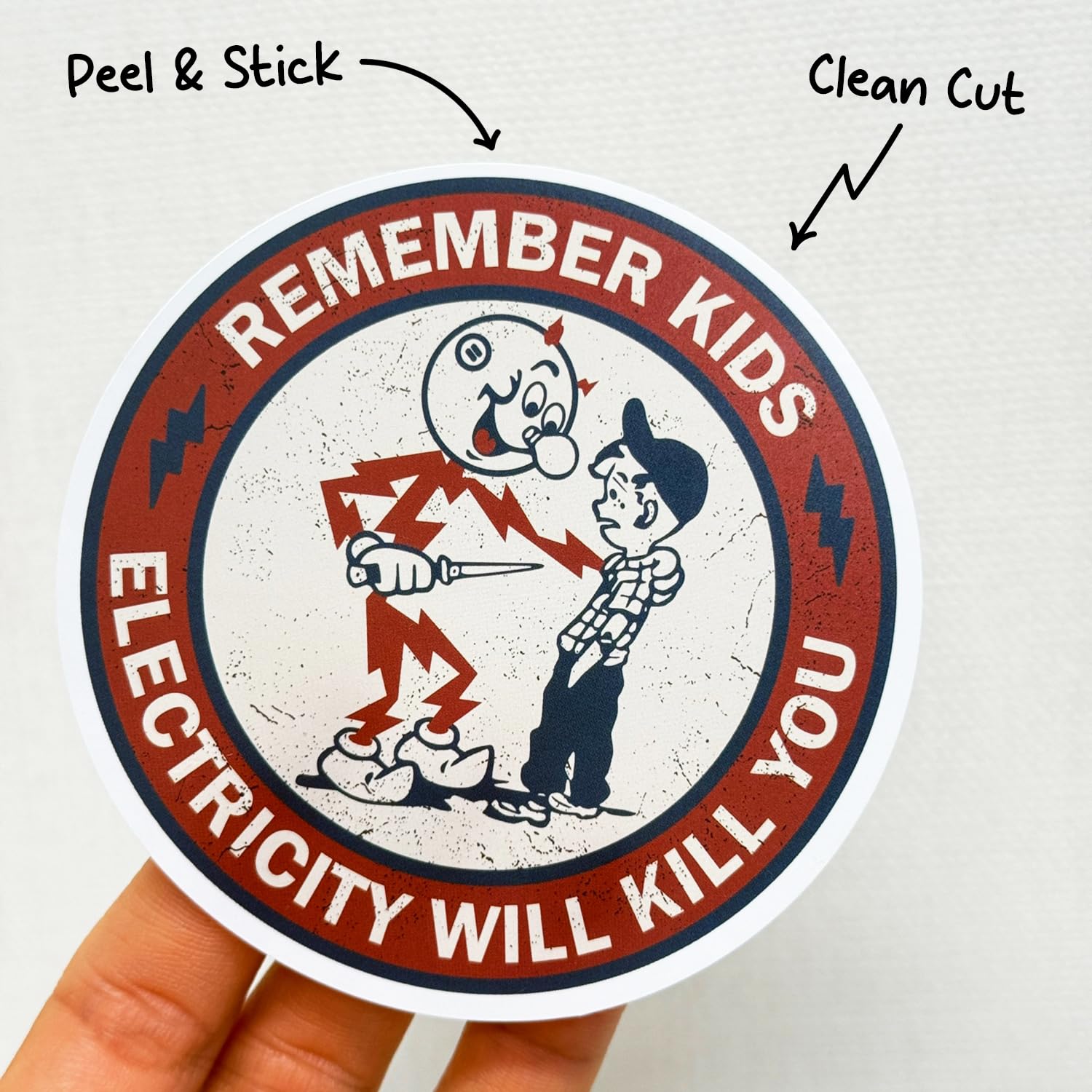 GRITKULTURE Remember Kids Electricity Will Kill You Decal Stickers 10 Pack 2.95 Inch Safety Warning for Hard Hat, Blue Collar, C