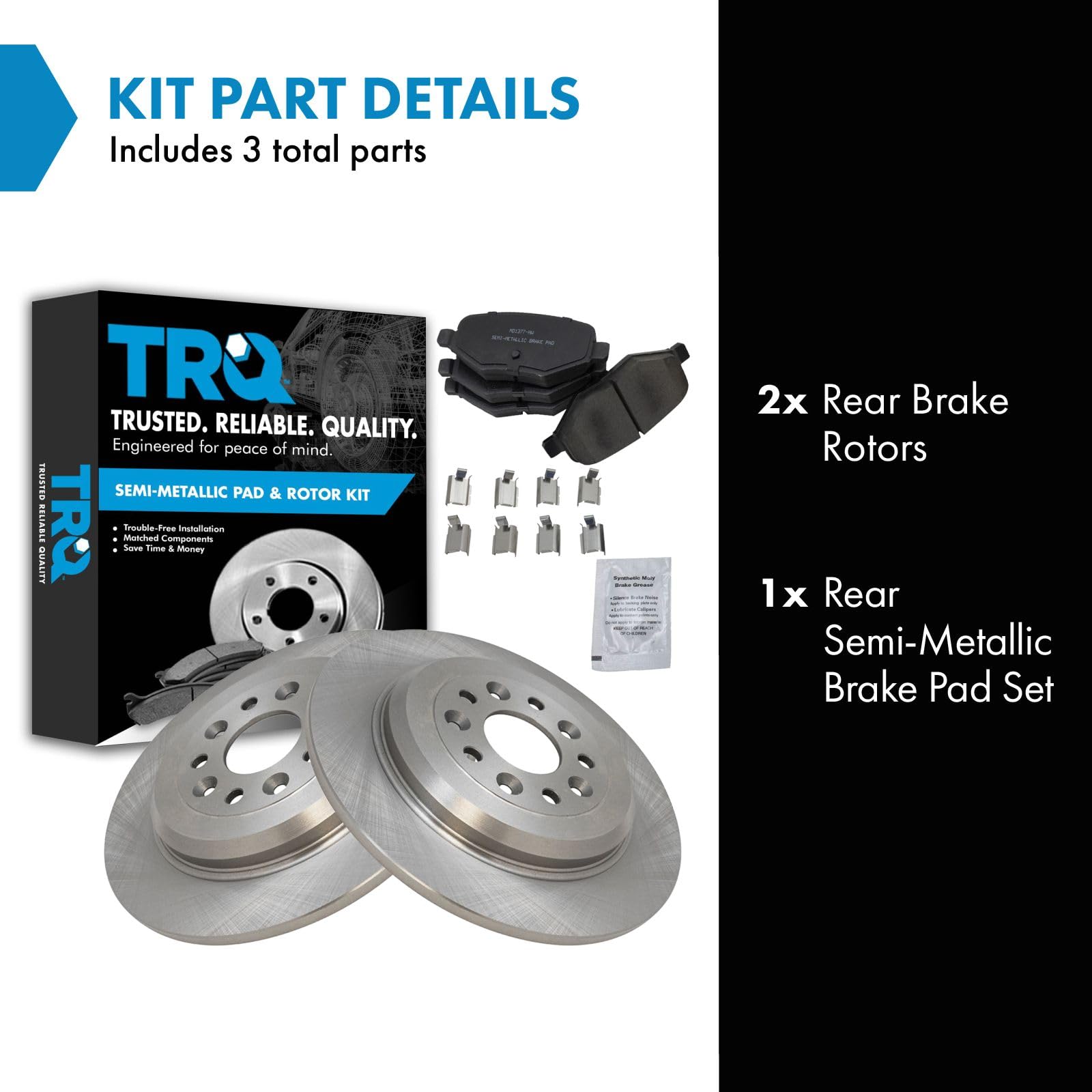 Trq Rear Brake Pad & Rotor Kit Brake Pads Brake Rotor Semi-Metallic Compatible With 2011-2014 Ford Edge 2011-2019 Explorer 2009-