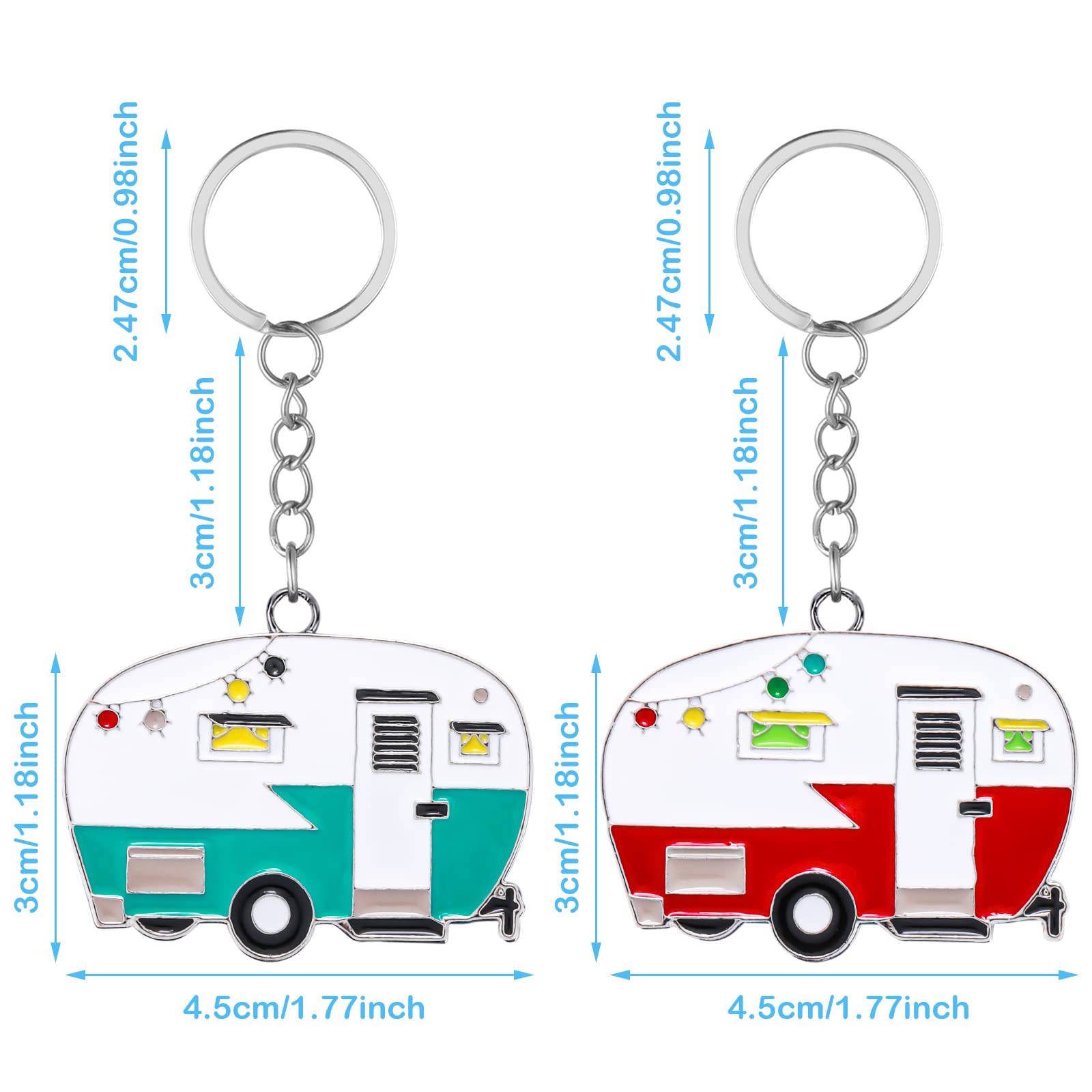 2 Pieces Camper Keychain, Rv Camper Keyring Camper Accessories For Travel Trailers Retro Camping Car Keychain Cute Keychains Red