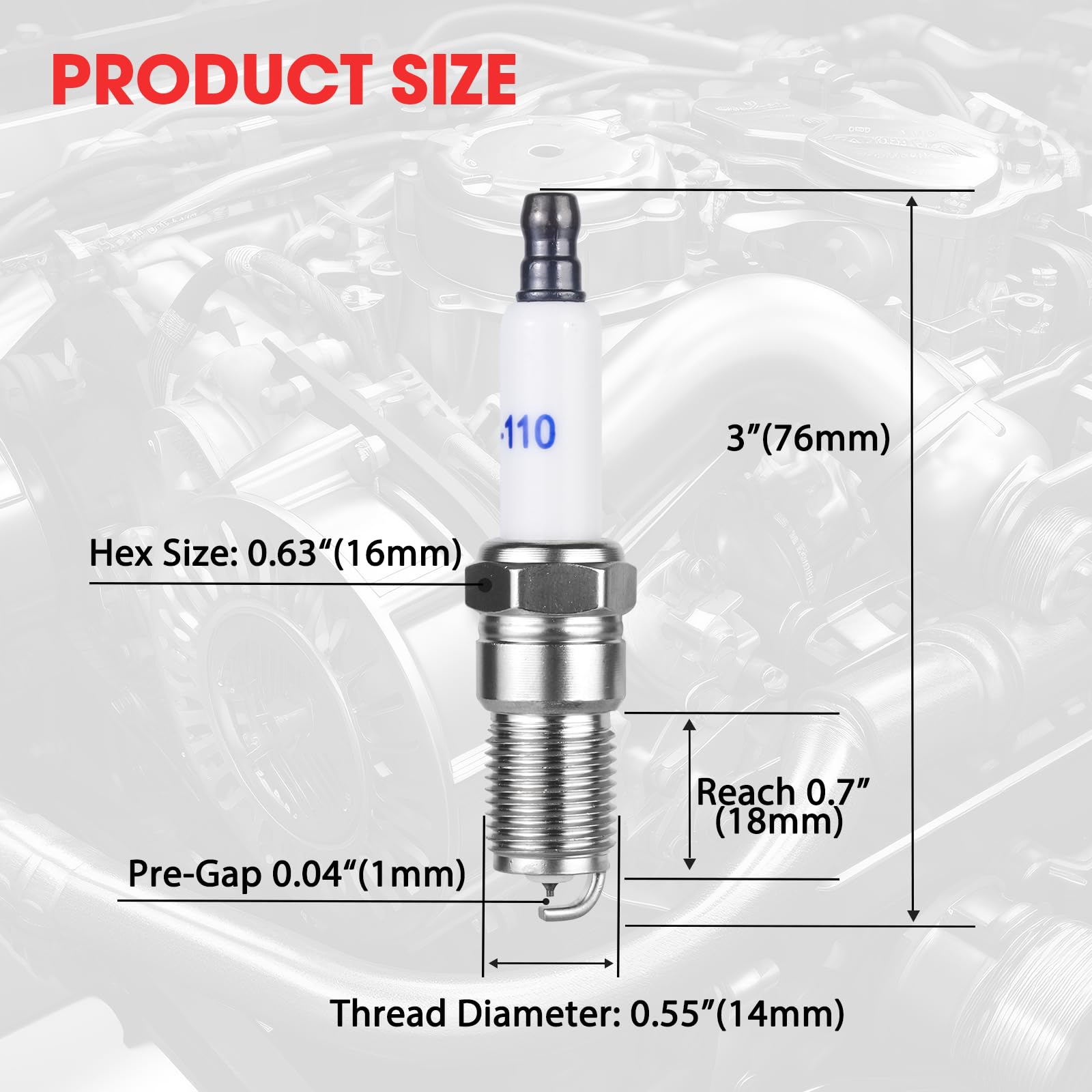 8 Pcs Iridium Spark Plugs Replace OEM# 41-110 41-162 41-985 9602 19417055, Compatible with Chevy Silverado Tahoe Avalanche Corve