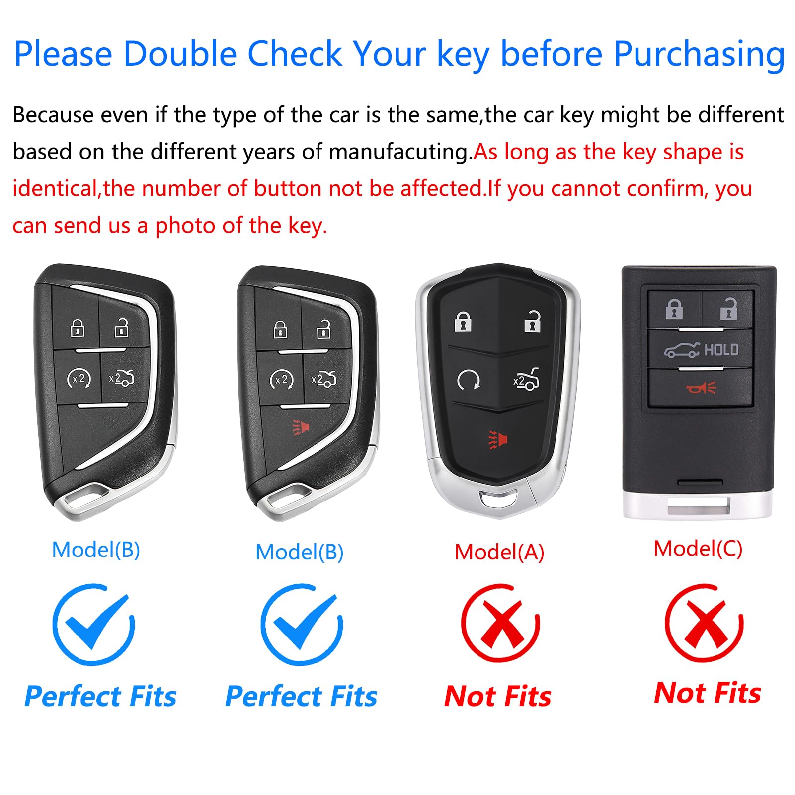 Ocezbiis For Cadillac Key Fob Cover,Keychain,Zinc Alloy Protection Car Key Shell Case Compatible With Corvette C8 Holder Smart R