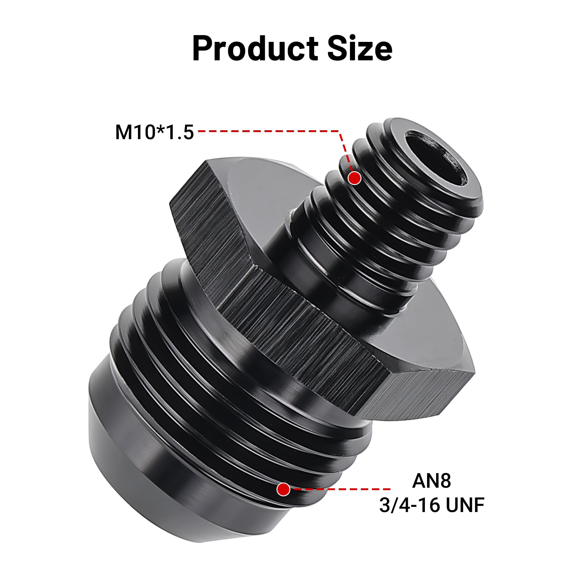 Evil Energy 8An Male Flare To M10 X 1.5Mm Male Metric Fitting Adapter Aluminium Alloy 2Pcs