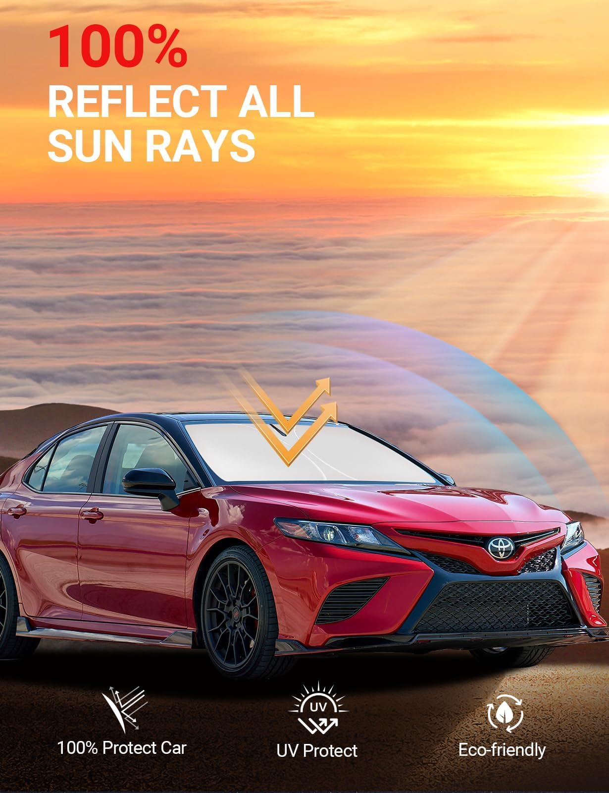 Proadsy Front Windshield Sun Shade Foldable Sunshade Protector Custom Fit 2018-2024 2025 Camry Le Xle Hybrid Se Xse Sedan Accessories 2025 Upgrade