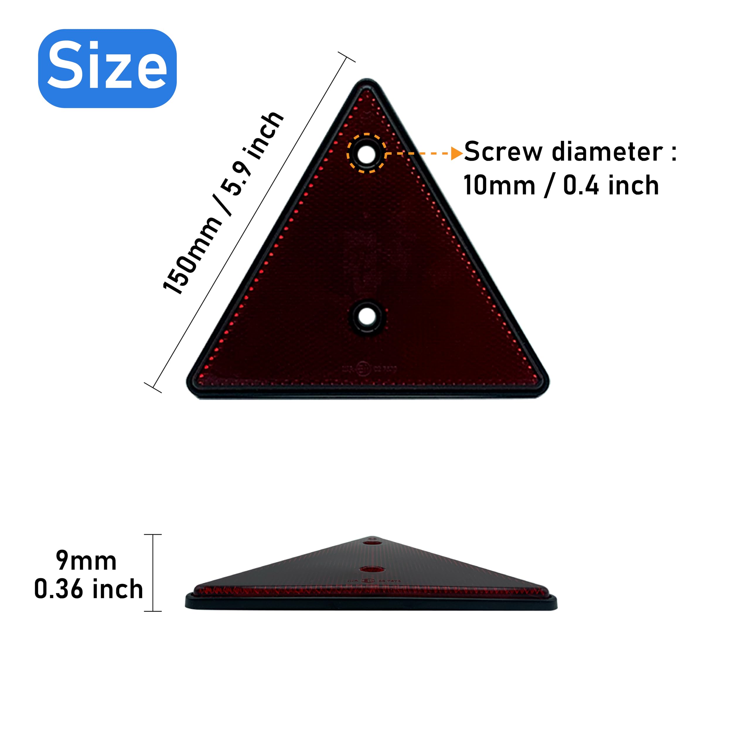 Mgmsinyo Reflector Triangle Screw On Safety Screw-Mount For Golf Cart Trailer Trucks Snow-Machine