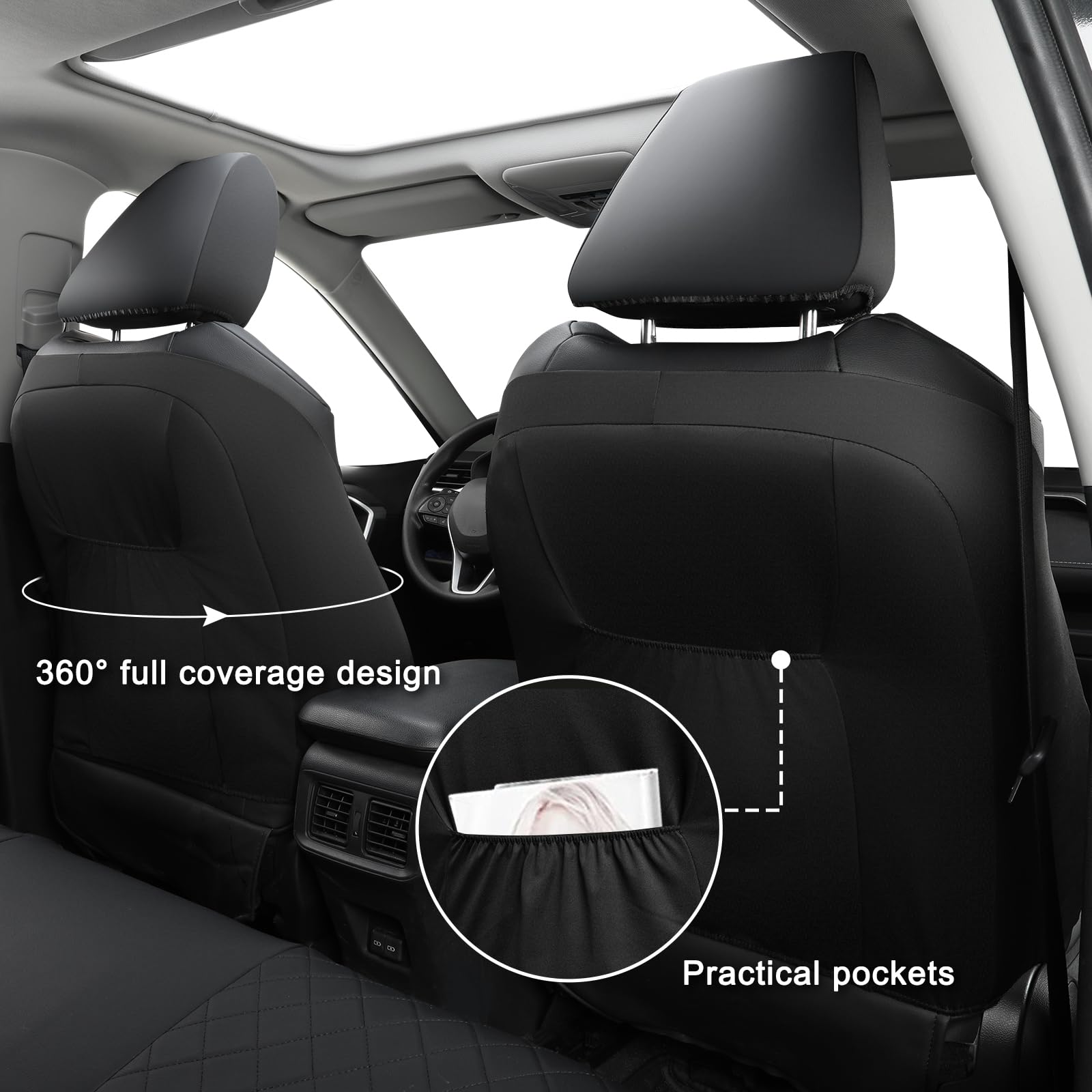 GIANT PANDA Custom Fit 2 Pack Front Car Seat Covers Fit for Toyota Camry 2018 2019 2020 2021 2022 2023 2024 XLE XSE XLE-V6 XSE-V