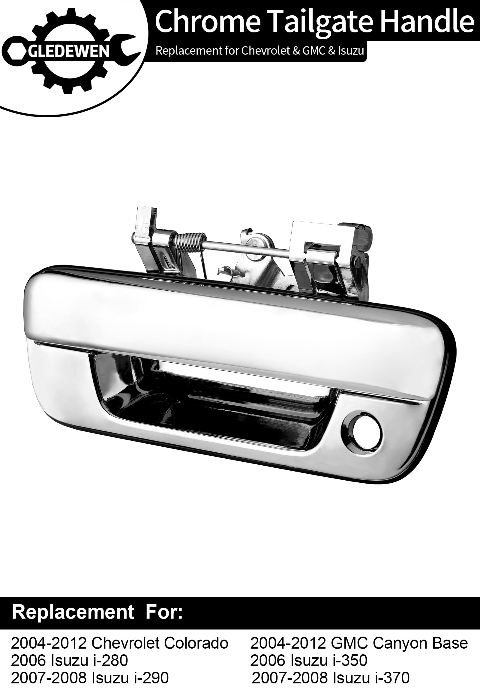 Tailgate Door Handle Chrome, Compatible With 2004-2012 Chevy Colorado & Gmc Canyon & Isuzu I-280 / I-290 / I-350 / I-370, W/ Key