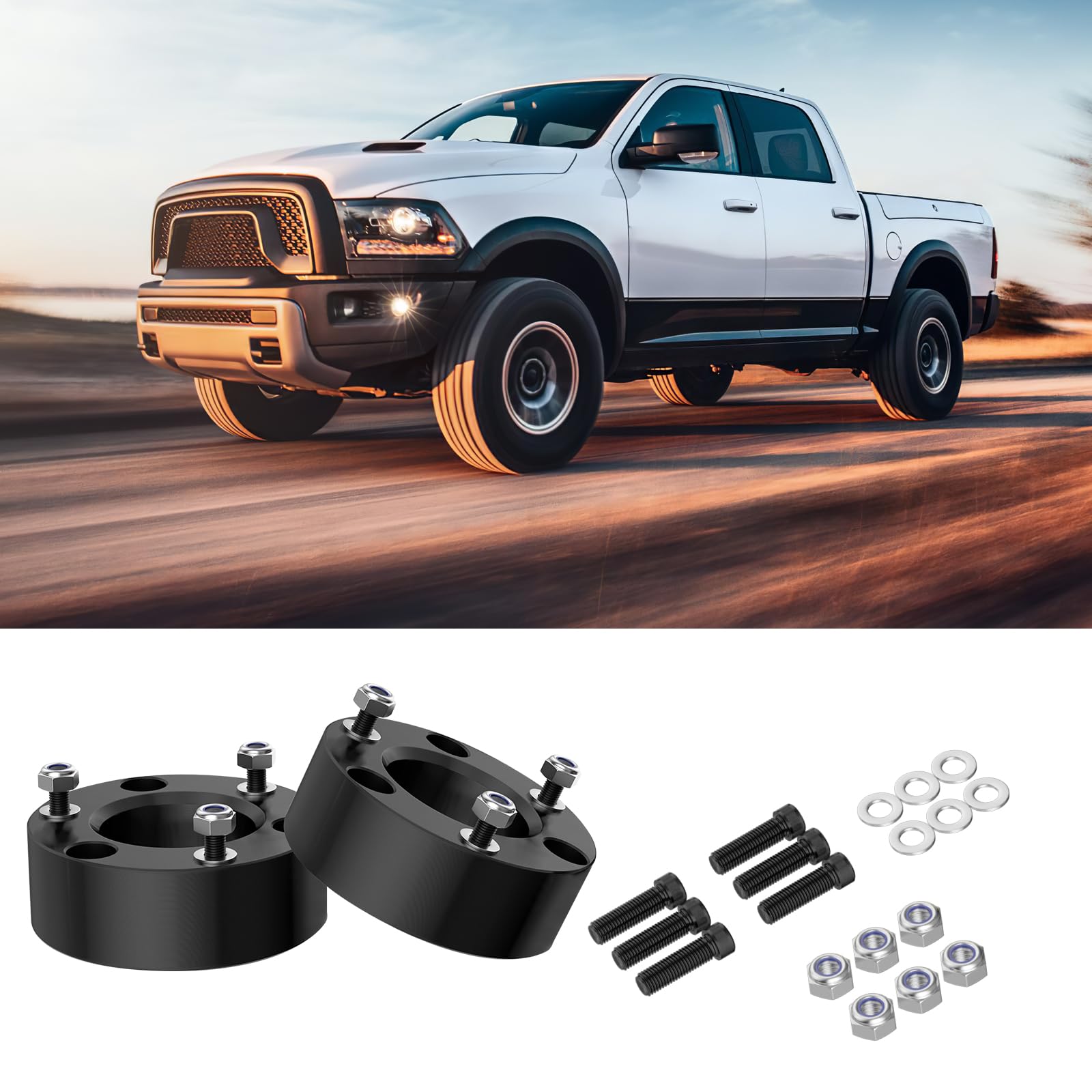 3 Inch Front Leveling Lift Kits For 2006-2022 Ram 1500, 3'' Forged Front Strut Spacers Suitable For Ram 1500 2006-2022