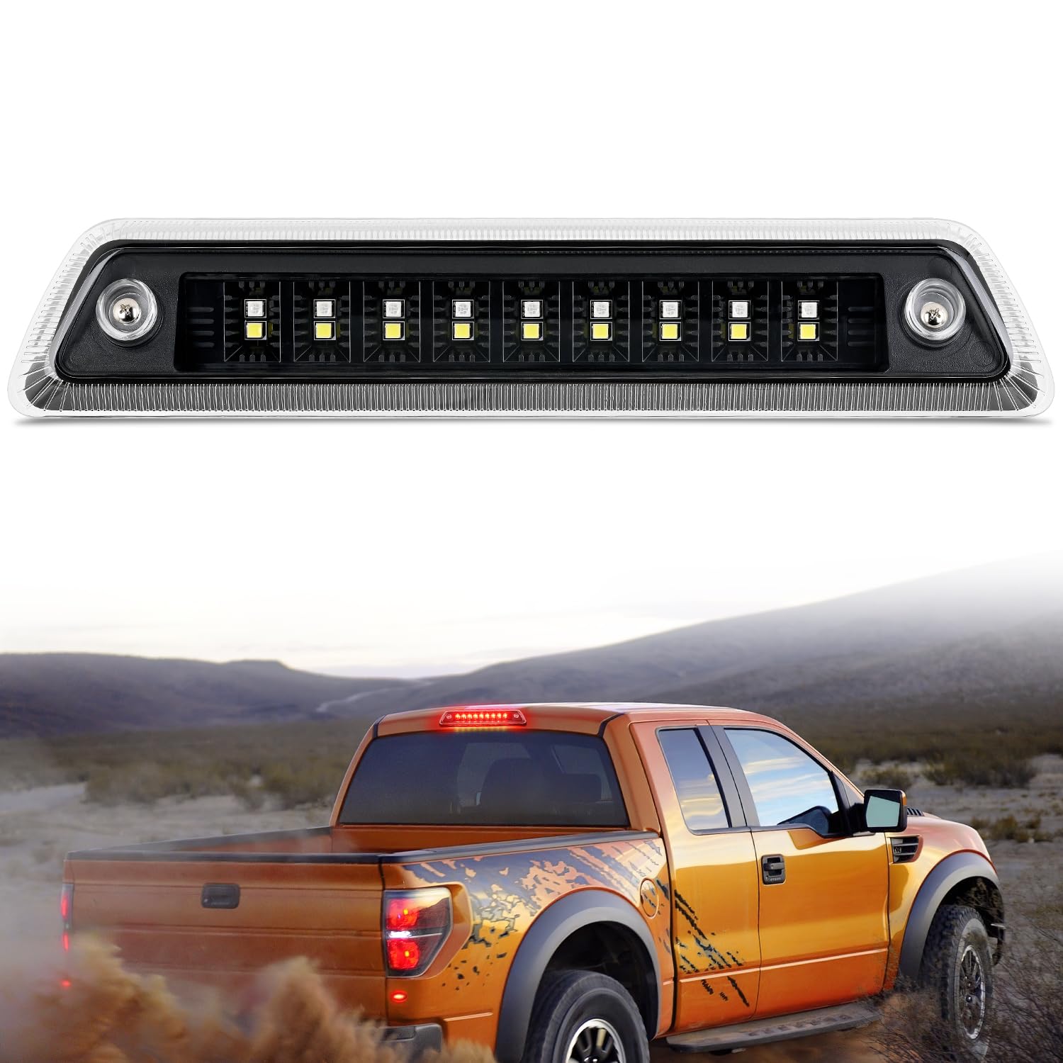 Nilight Third Brake Light Tail High Mount 3Rd Stop Cargo Reverse Led Lights Clear Lens Compatible With Ford F150 2009 2010 2011