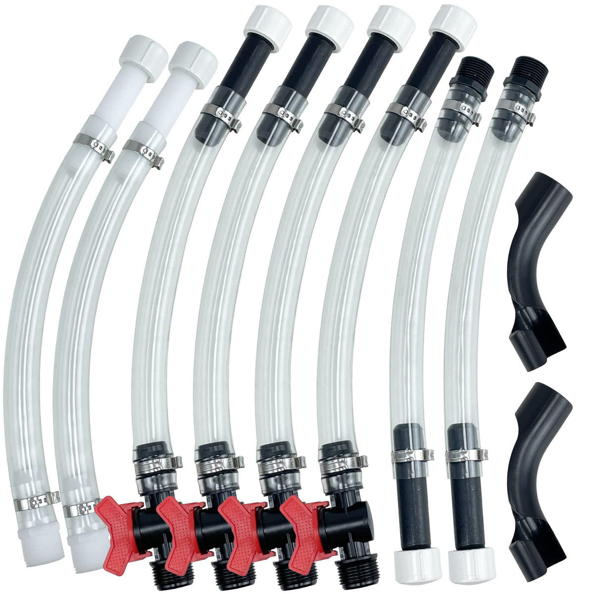 Sutekus Fuel Transfer Hose with Valve and Bender for Utility Jugs, Gas Cans, and Fuel Tanks (10 Pack)