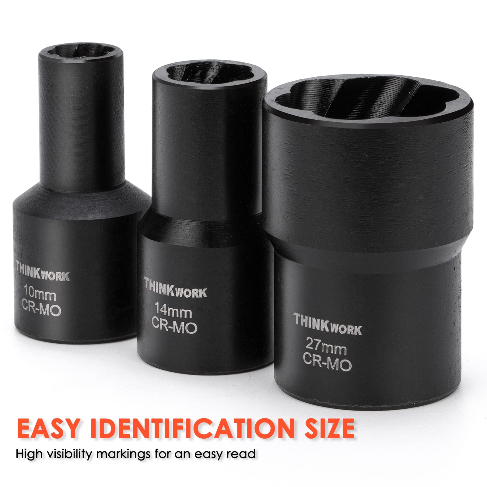 Thinkwork 1/2 Inch Drive Lug Nut Removal Tool, 13 Pieces Wheel Lock Removal Kit, Lug Nut Remover For Stripped, Rounded, Damaged,