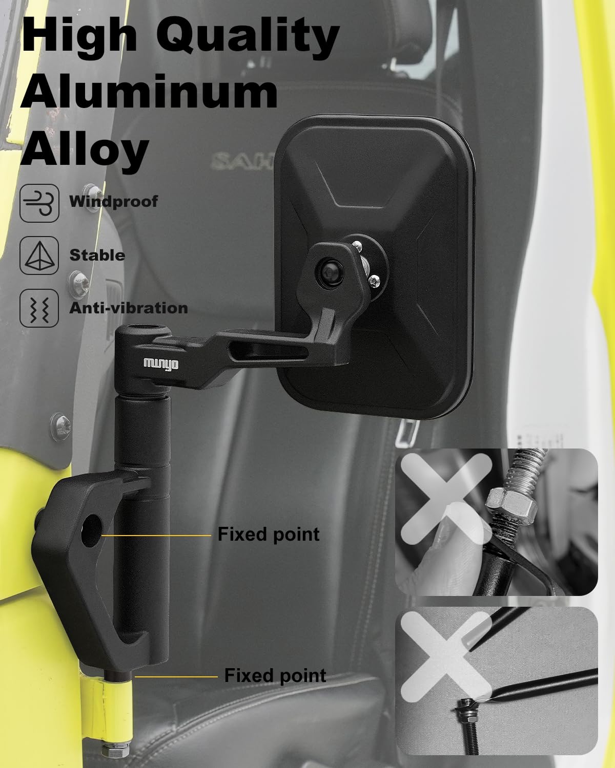 Wrangler Mirrors Doors Off Compatible with Jeep Wrangler JK JL JT Gladiator & Unlimited 2007-2025, MWNYO All-Aluminum Alloy Side