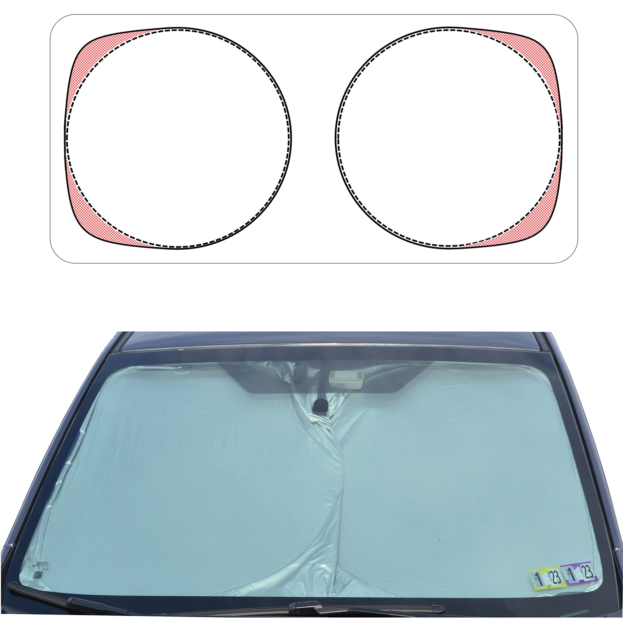 A1+260T Car Windshield Sun Shade with Storage Pouch by A1 Sunshade Retractable Automotive Car Truck SUV Front Window Shield Bloc