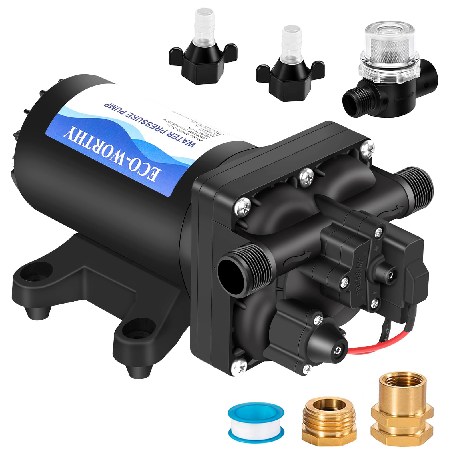 Eco-Worthy Rv Fresh 12V Water Pump With Pressure Switch 5.5Gpm 70Psi, 12 Volt Water Transfer Pressure Pump, Washdown Sprayer Dia