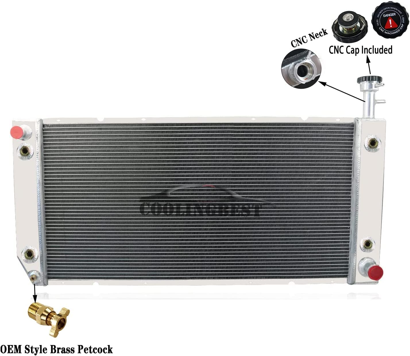 COOLINGBEST 4 Rows Aluminum Radiator for 2004-2016 Chevy Express GMC Savana 2500 3500 4500 4.8L 6.0, Radiators 2005 2006 2007 20