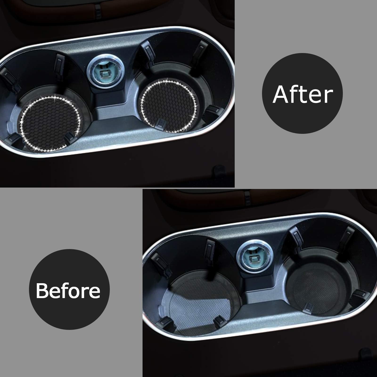 4Pcs Bling Coasters, Crystal Car Cup Coaster, Rhinestone Universal Vehicle Anti Slip Coaster, Suitable For Most Car Interior, Bl