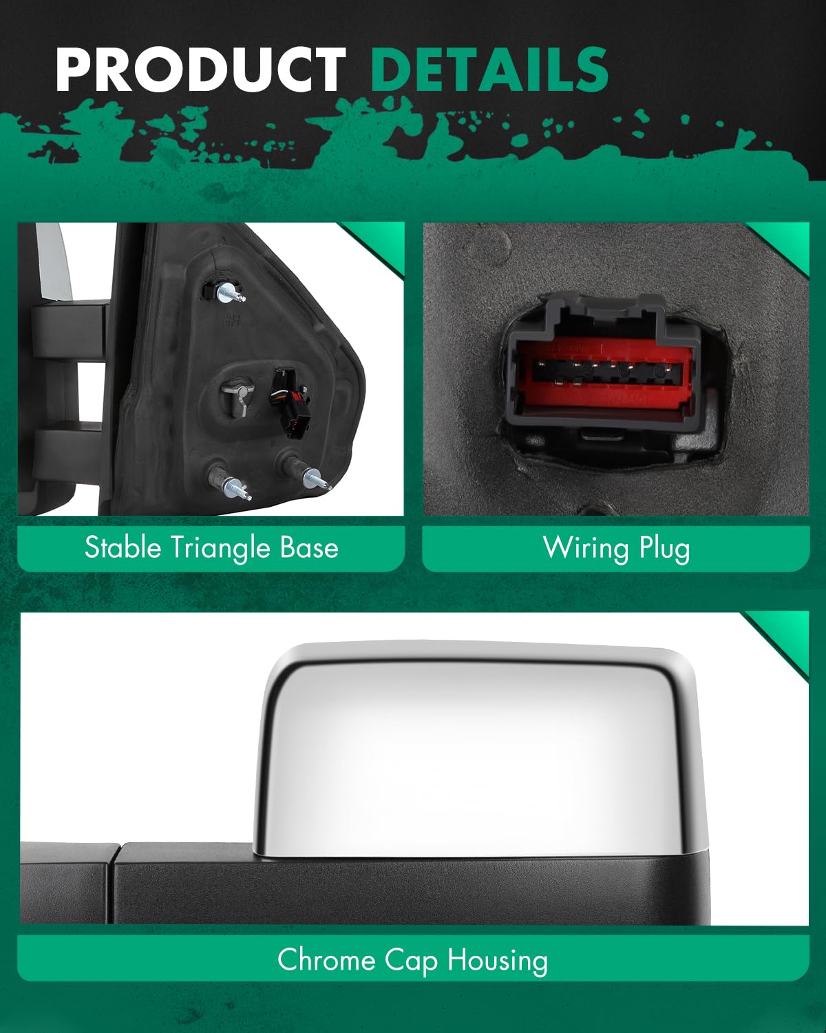 SCITOO Towing Mirrors Compatible With 2004-2015 For Ford For F-150 Pickup Truck A Pair(Left Right Side Tow Mirrors) With Power A