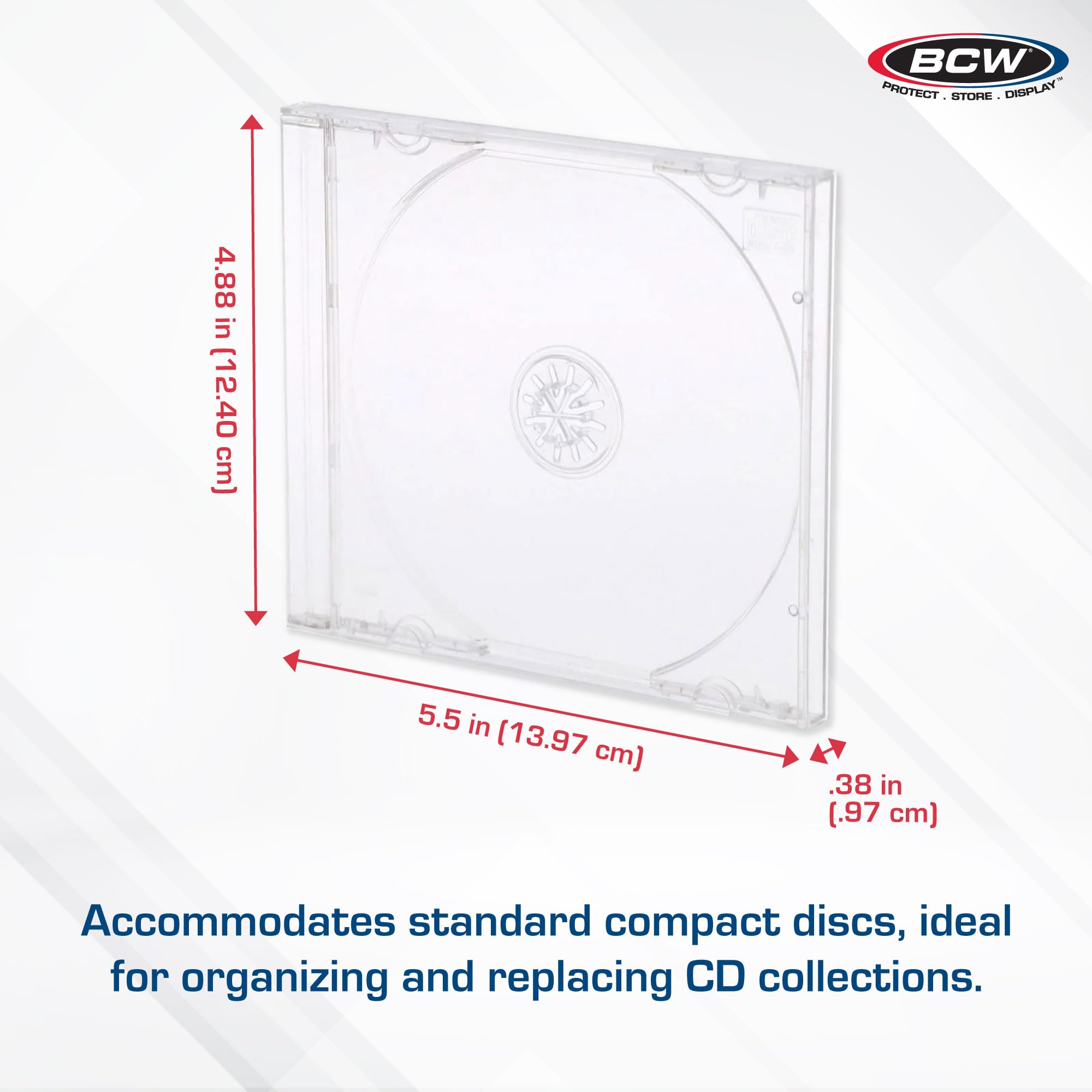 BCW CD Jewel Case 10 Pack | Single Case Protects CDs | Classic Design | Compact Storage | Standard Dimensions | Perfect for Coll