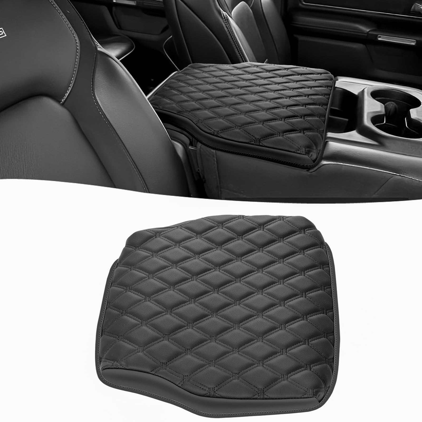 Giant Panda Custom Fit Center Console Cover For Dodge Ram 1500,2019 2020 2021 2022 2023 2024 With Jump Seat- Waterproof Faux Lea