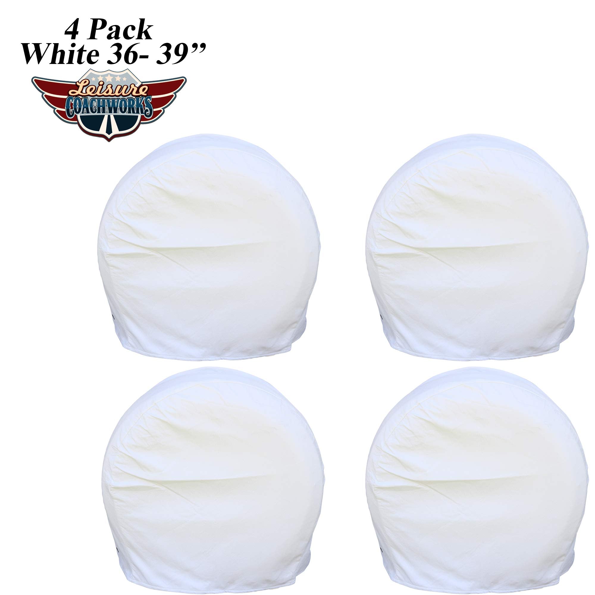 Leisure Coachworks Tire Covers For Rv Wheel Set Of 4 Motorhome Wheel Covers Waterproof White Vinyl Tire Protectors/Tire Covers F