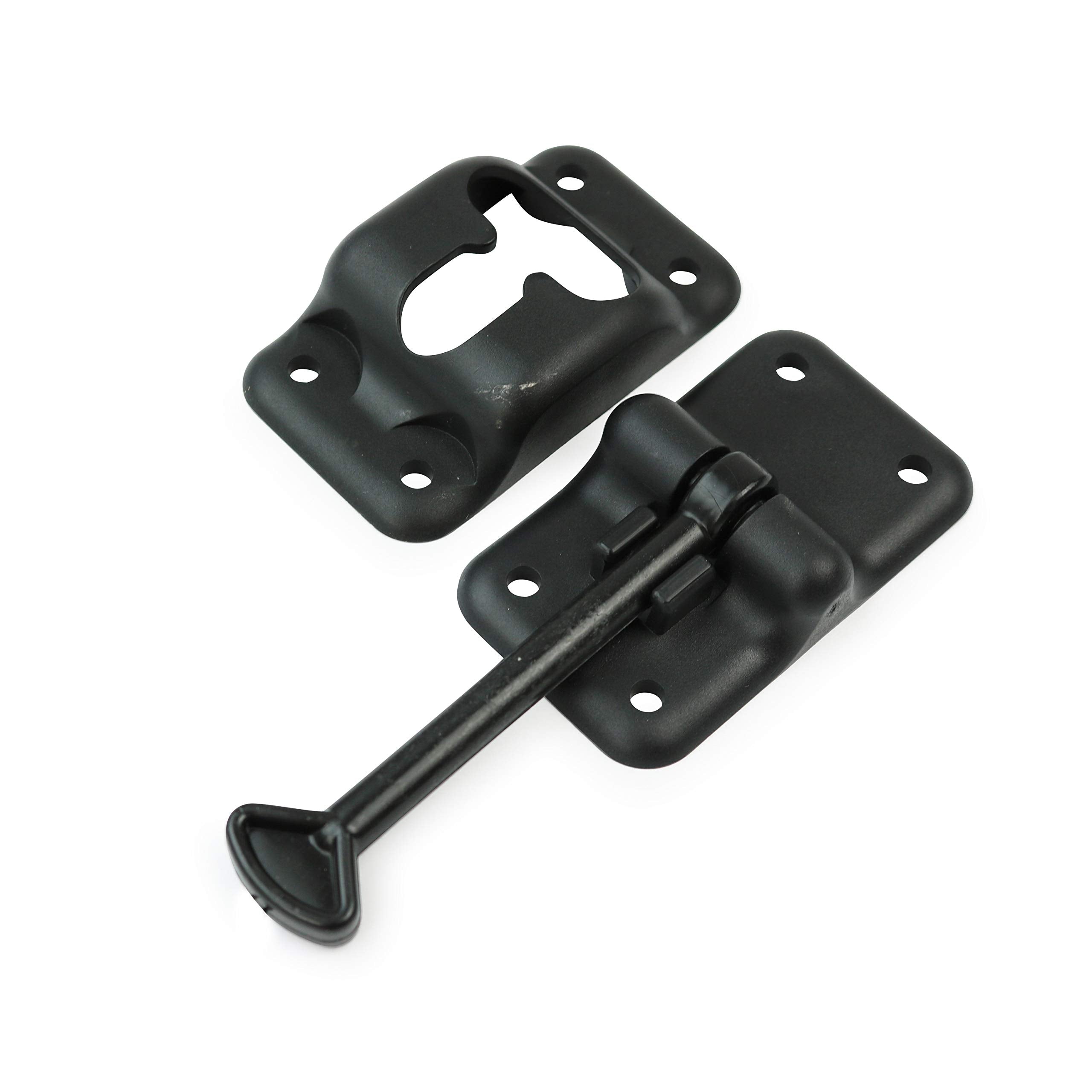2-Pack Leisure Coachworks RV T-Style Door Holder Catch 2 Black for Latch Holder Camper Trailer Cargo Hatch (Black, 4 2-Pack)