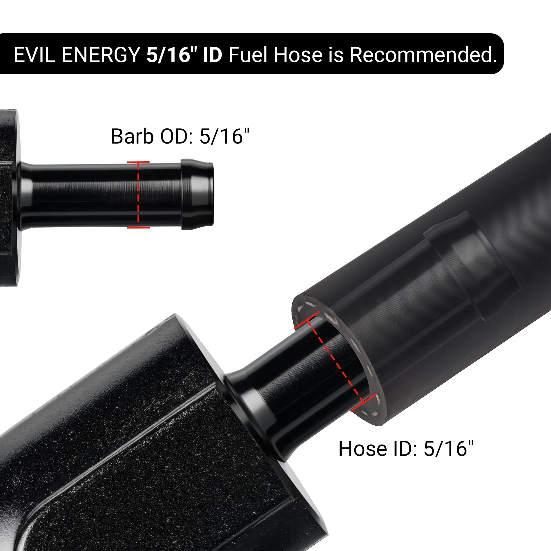 EVIL ENERGY 10AN Female to 5/16'' Barb Hose Fitting 90 Degree Swivel 2PCS