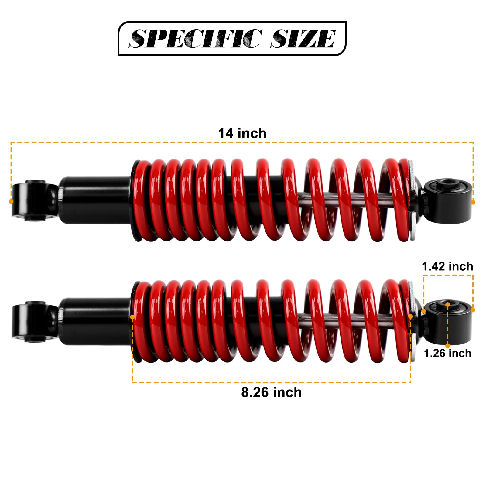 MOSNAI Yamaha Rear Shock Absorber with Red Spring, 14" Steel, Fits G29, G22, G20, G19, G16, G14 Gas & Electric Golf C