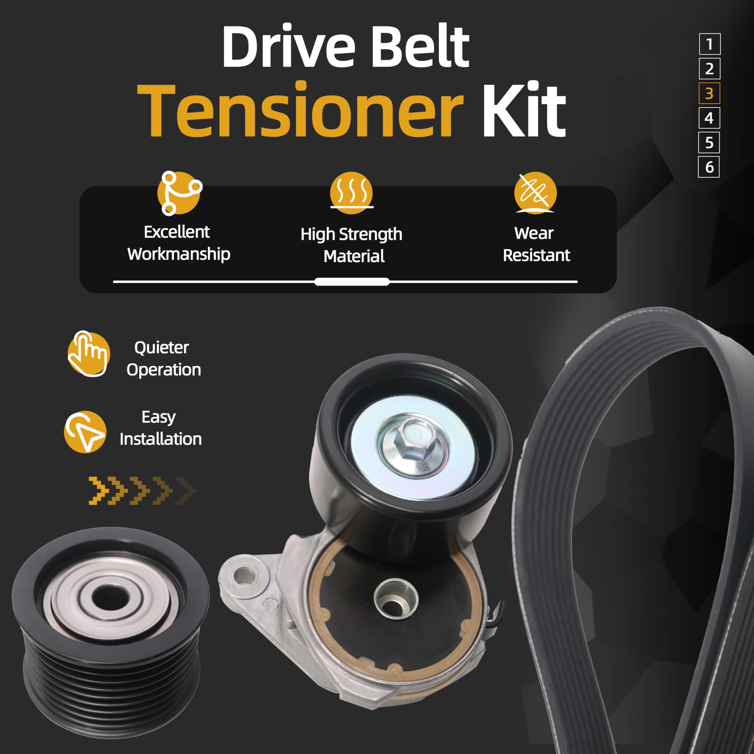 89378 Serpentine Drive Belt Tensioner Kit for Toyota Land Cruiser/Sequoia/Tundra V8 4.6L/5.7L, for Lexus GX460/LX570, Drive Belt