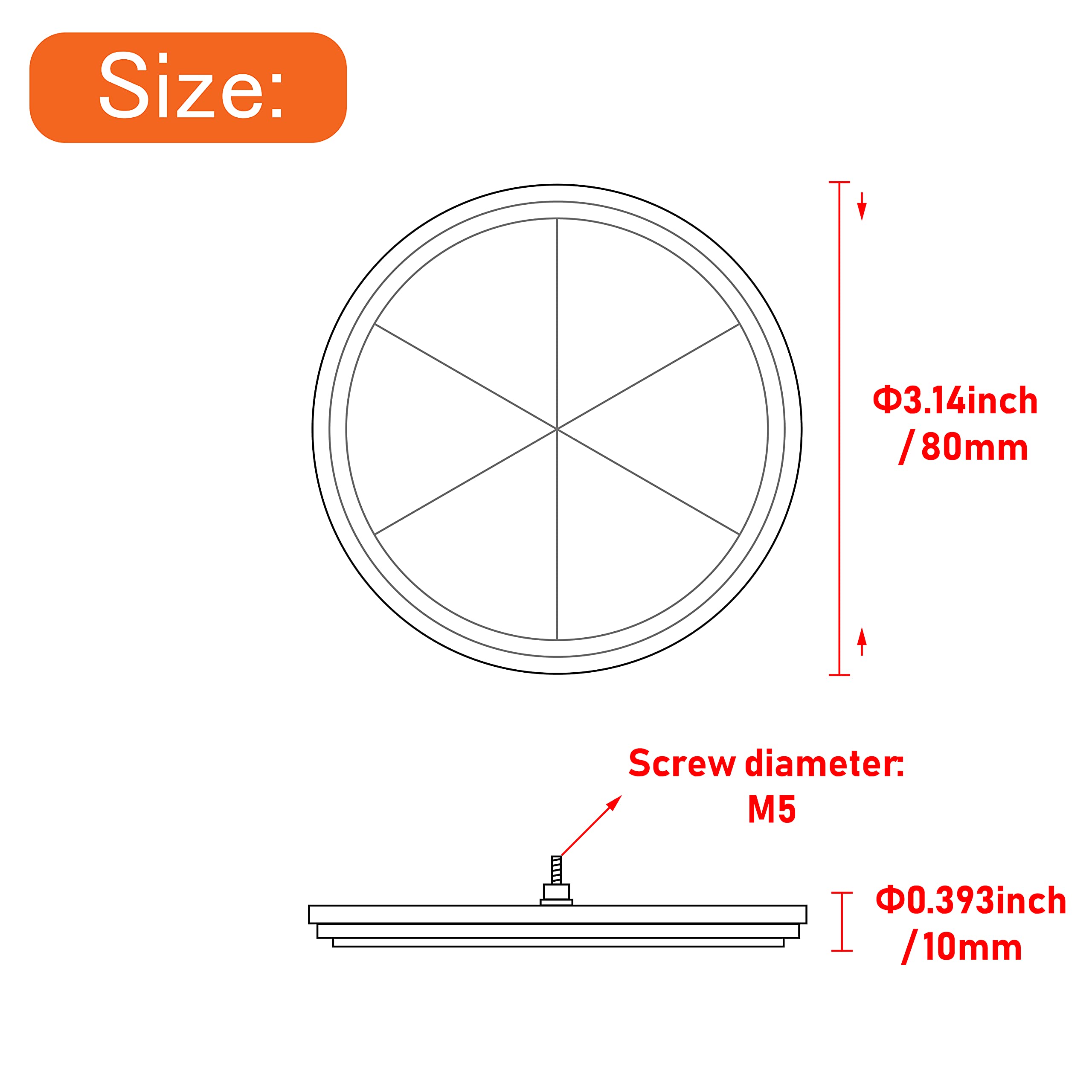 Welnent Emark/Ccc 2Pcs Round Reflector Screw On Trailer Driveway Mailbox (White, F3.14)'