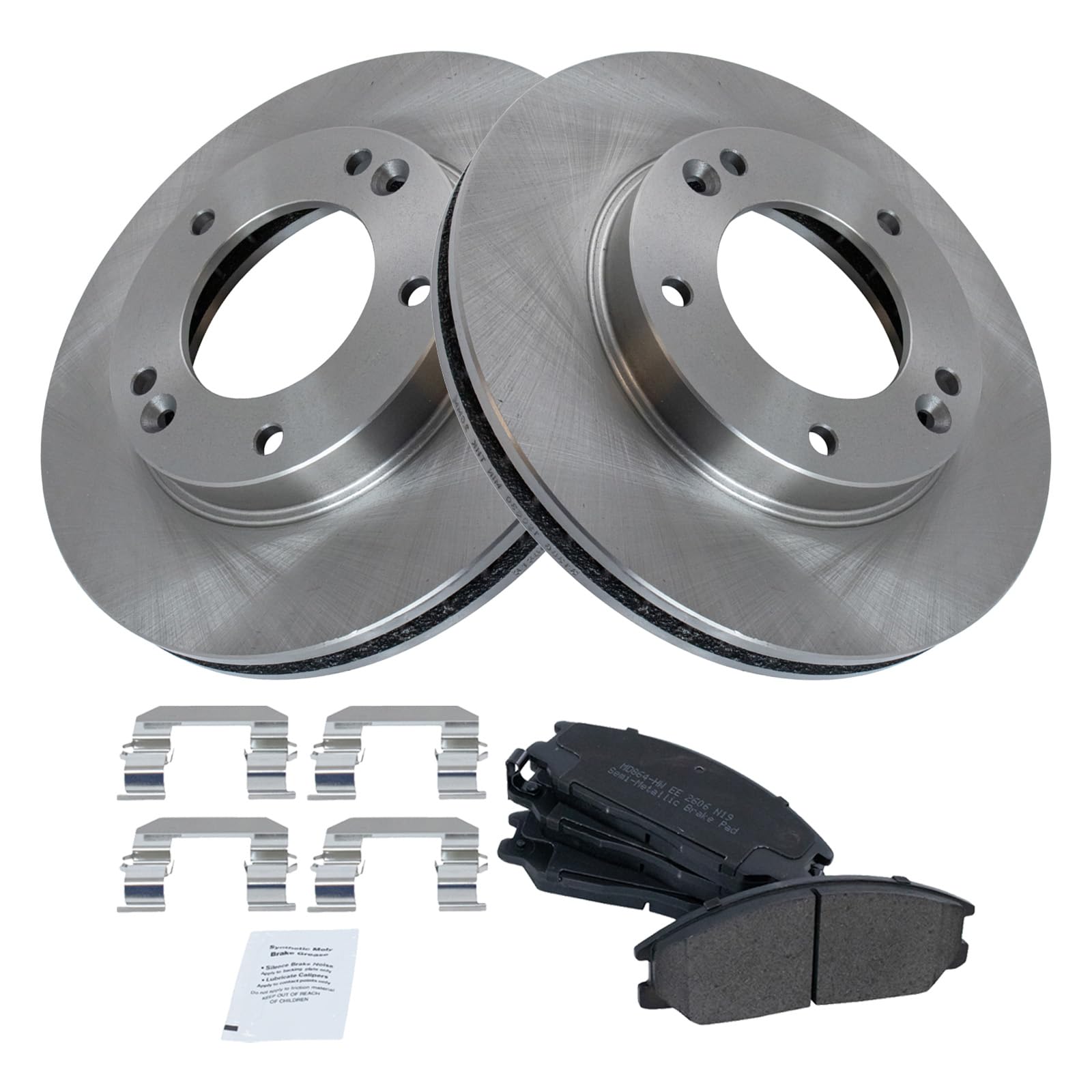 Trq Front Brake Pad & Rotor Kit Brake Pads Brake Rotor Semi-Metallic Compatible With 2003-2006 Kia Sorento