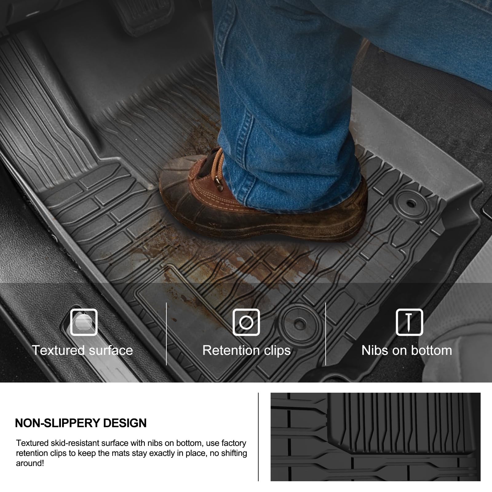 Kiwi Master Floor Mats For 2021-2025 Jeep Grand Cherokee L Oem Replacement 82216640Aa All Weather Mat Custom Fit Tpe Front Rear