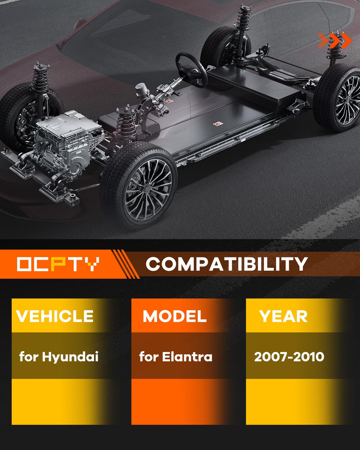 Ocpty Front Complete Struts Spring Assembly + Rear Shock Absorbers Fits 2007-2010 For Hyundai Elantra Quick Struts 172305 172306
