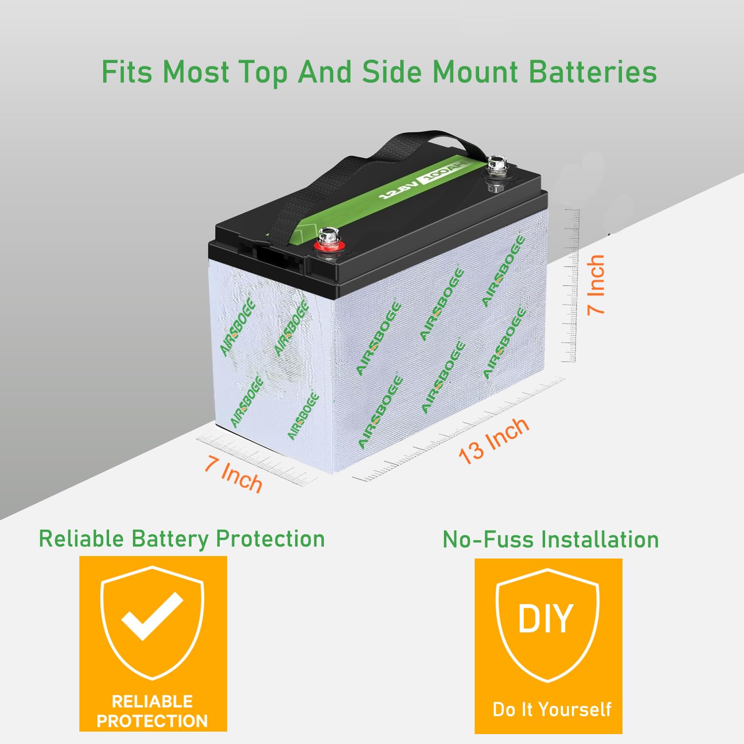 AIRSBOGE 40''x7'' Universal Car Battery Insulation Kit - Thermal Wrap & Heat Shield Blanket for Extreme Temperature Protection,