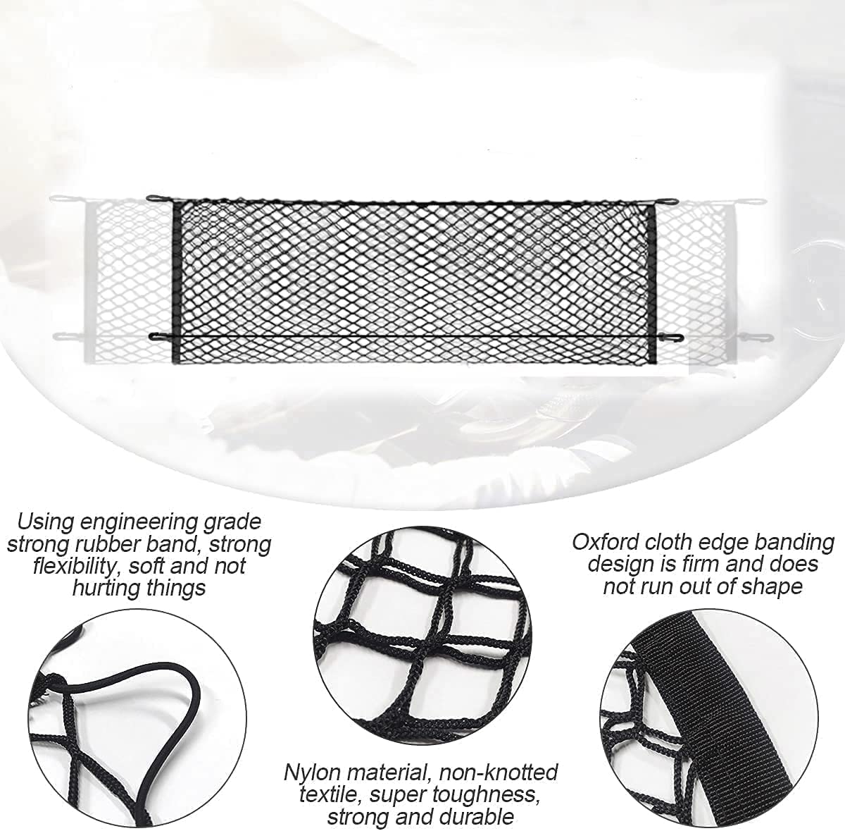 Car Rear Cargo Net, Adjustable Elastic Storage Organizer Net, Trunk Cargo Storage Net Compatible With 2015 2016 2017 2018 2019 2