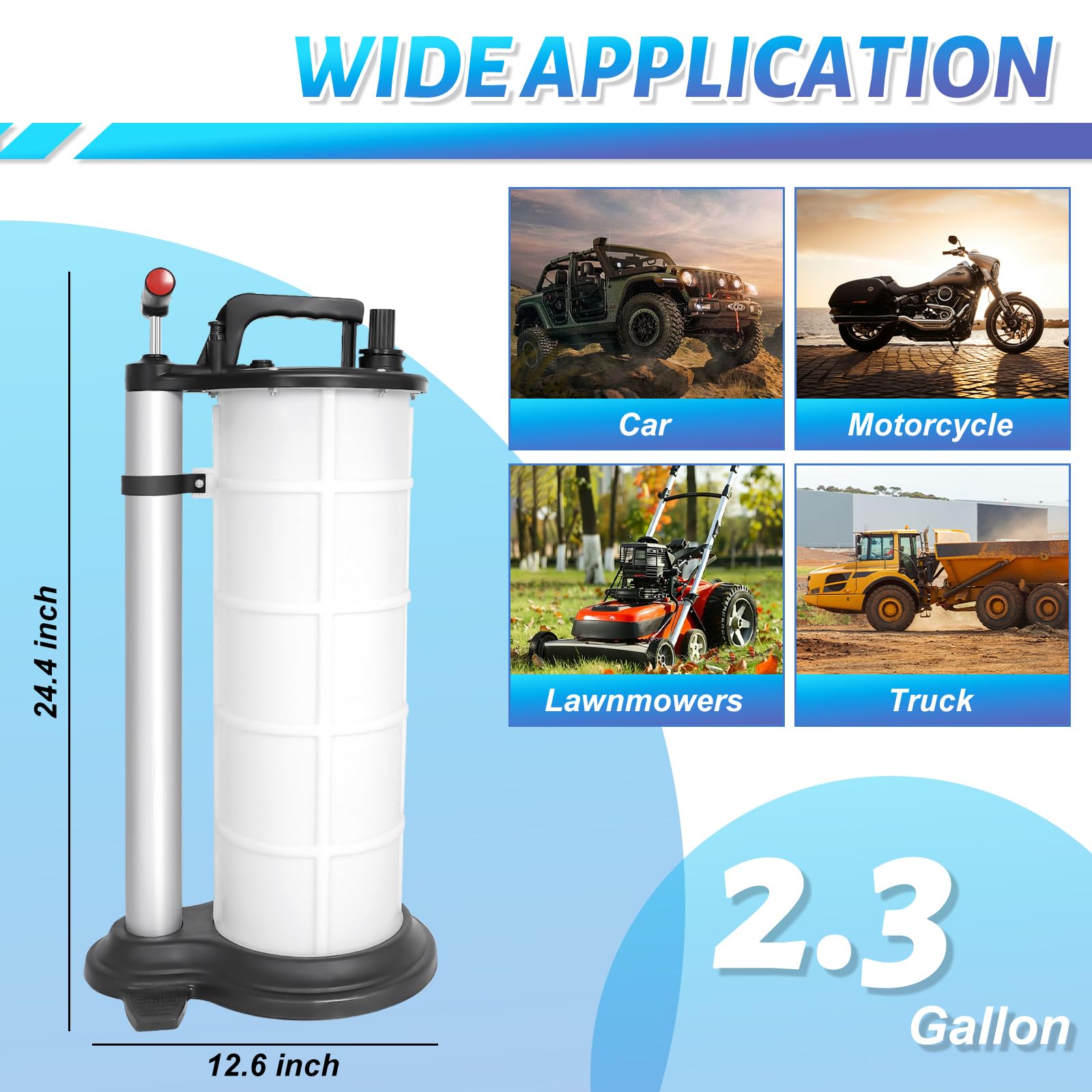 Superfastracing 9L Manual Fluid Extractor Large Capacity 2.3 Gallon Vacuum Reservoir Through The Dipstick Tube Suction Hose